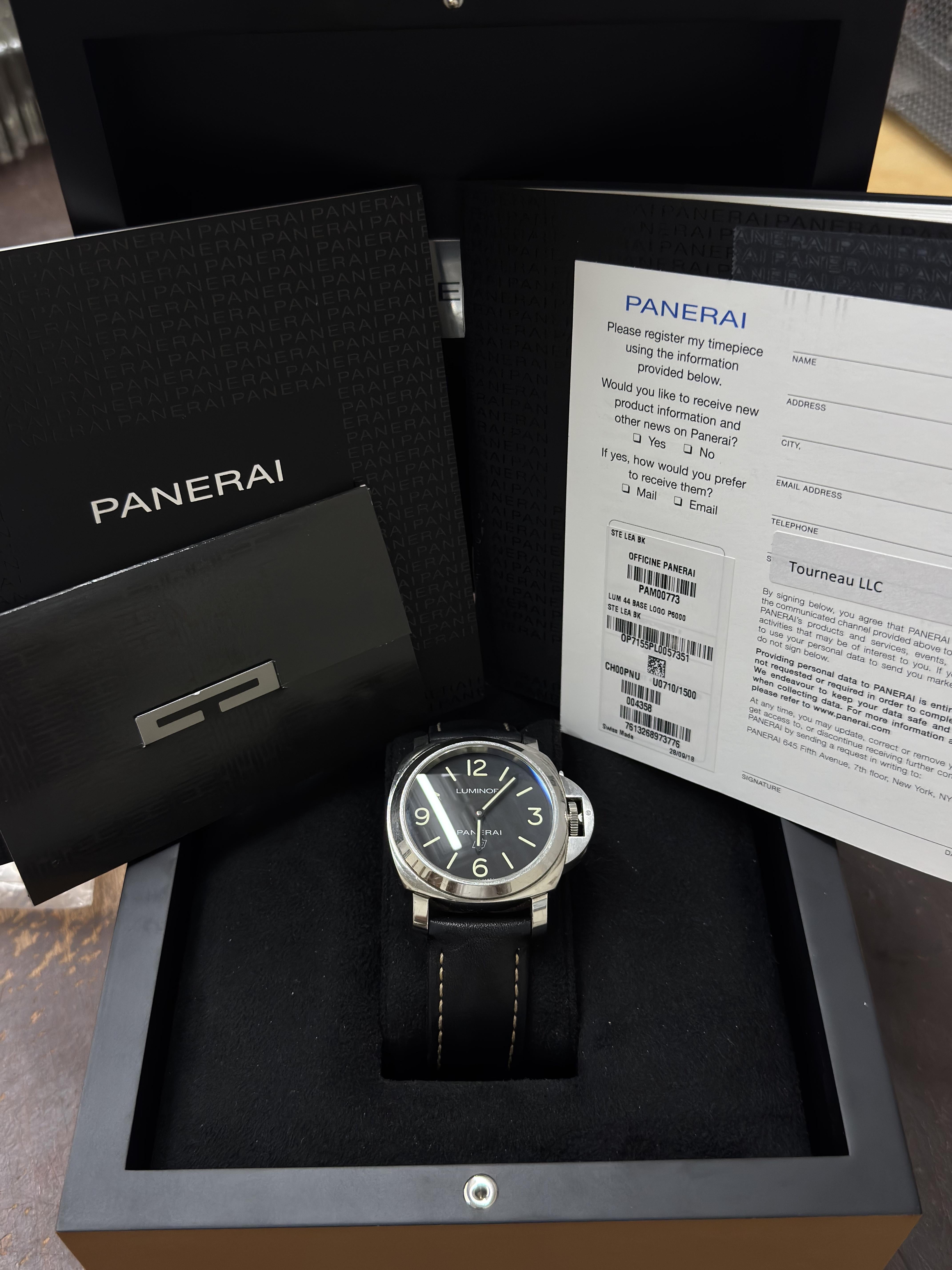 Panerai Luminor Base Logo Manual Wind Steel Watch PAM00773