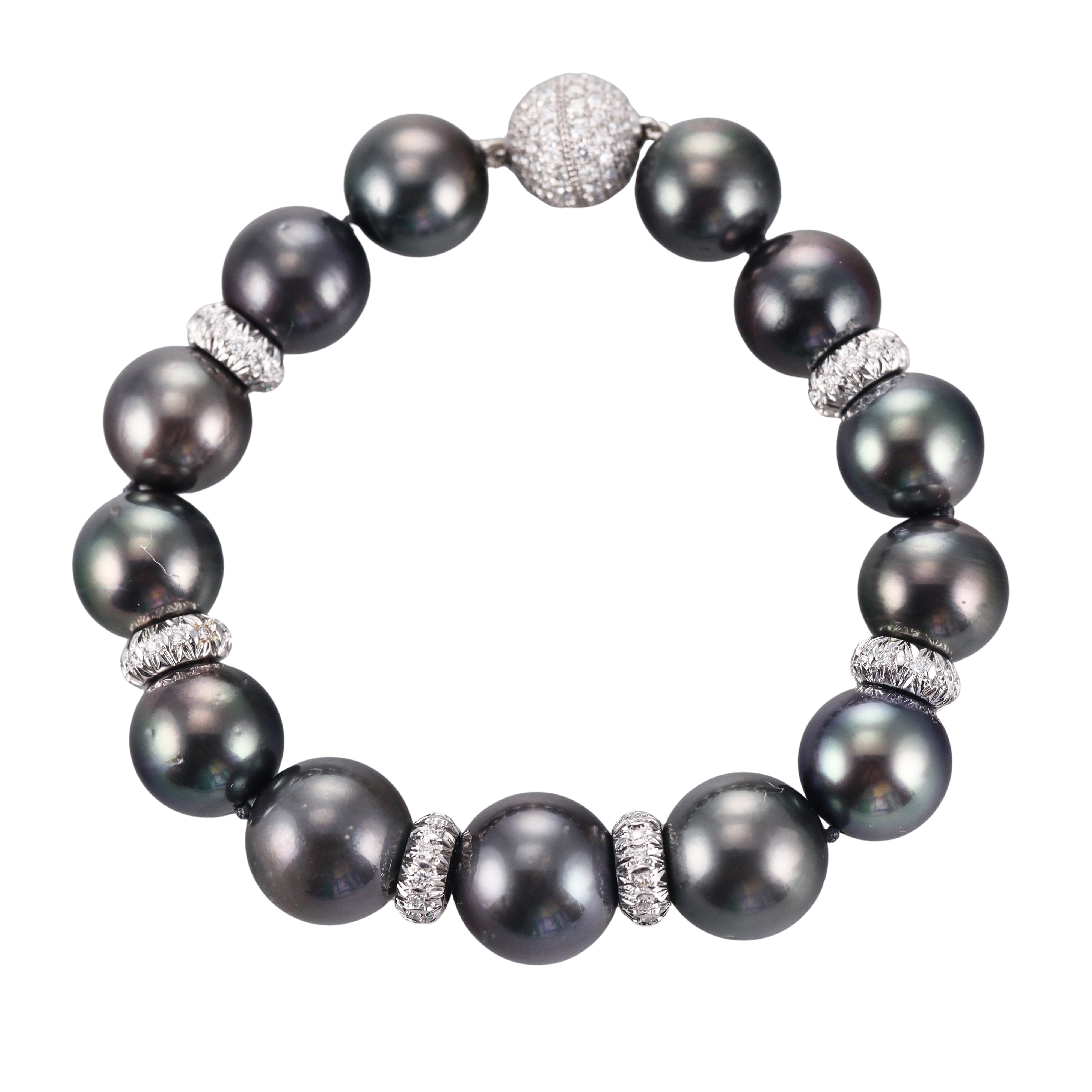Assael South Sea Tahitian Pearl Diamond Gold Bracelet