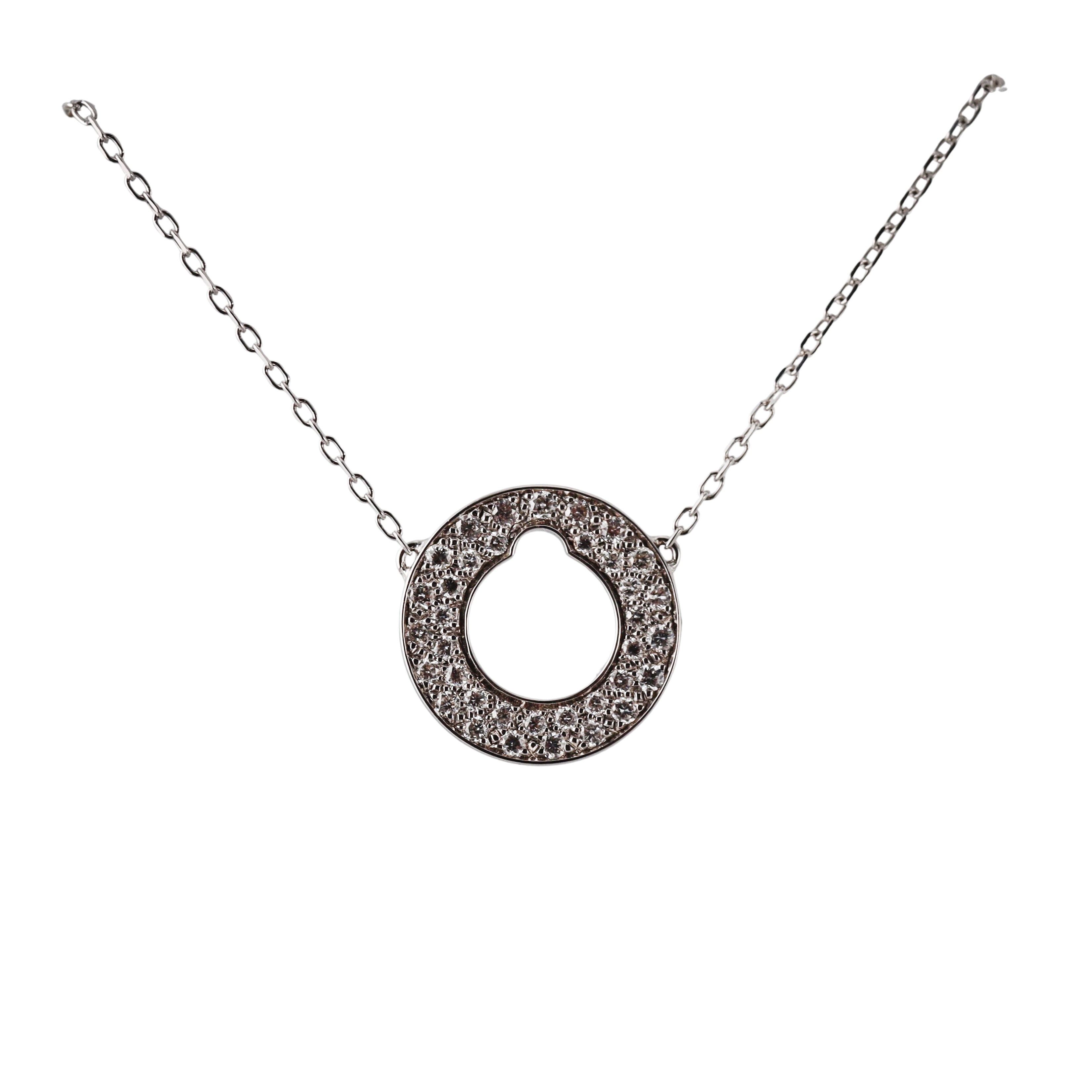 Dinh Van Cible White Gold Diamond Pendant Necklace