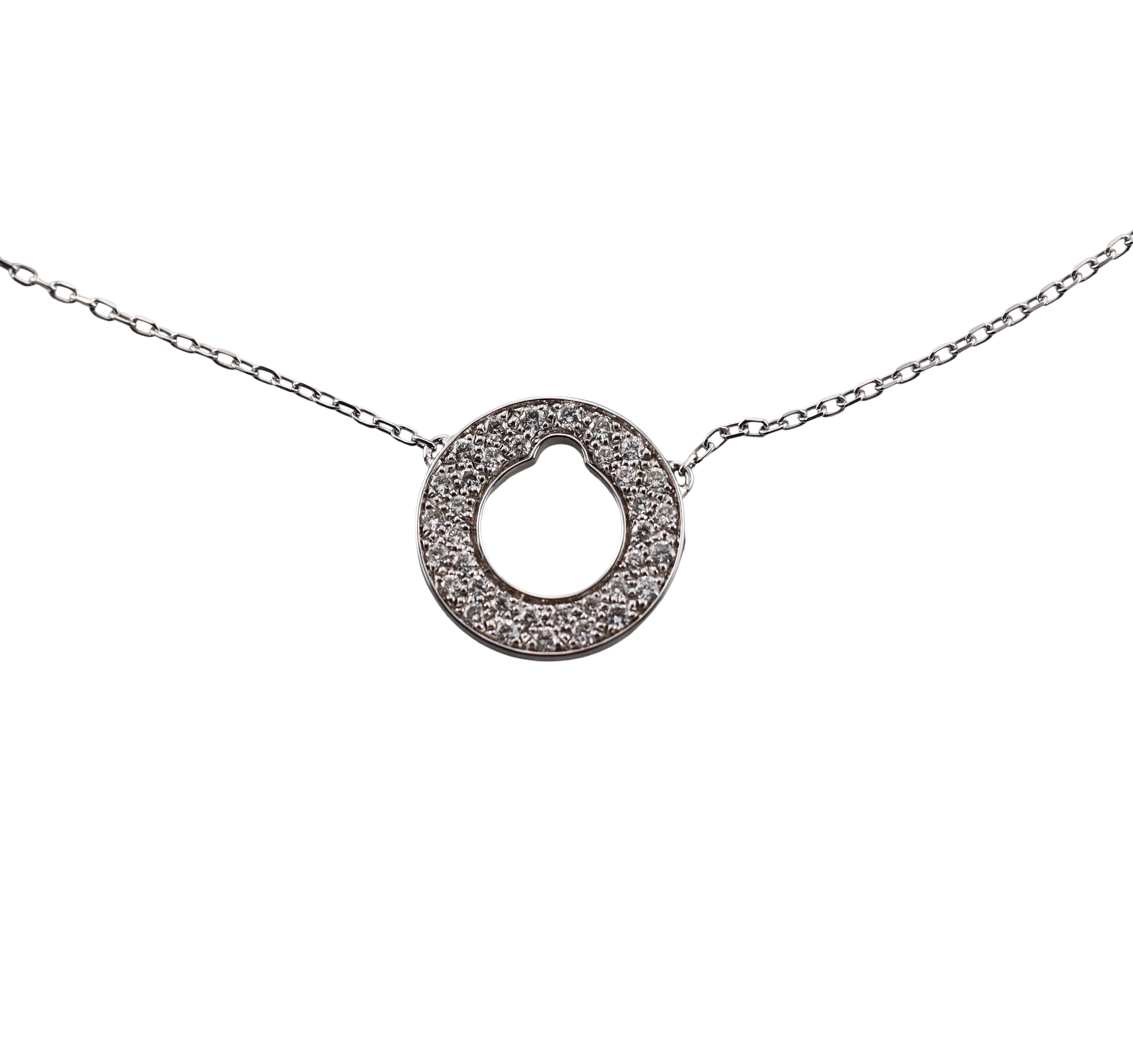 Dinh Van Cible White Gold Diamond Pendant Necklace