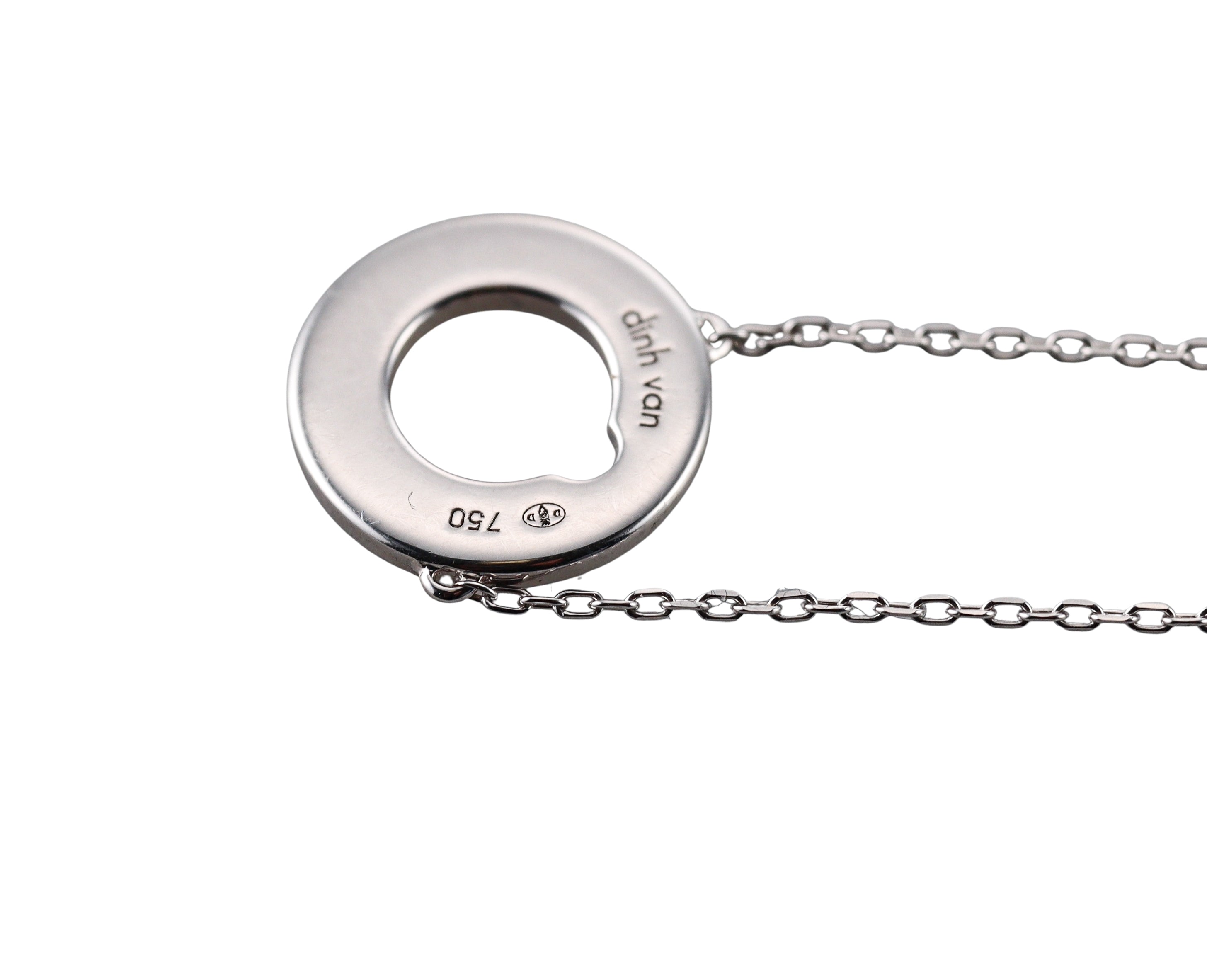Dinh Van Cible White Gold Diamond Pendant Necklace
