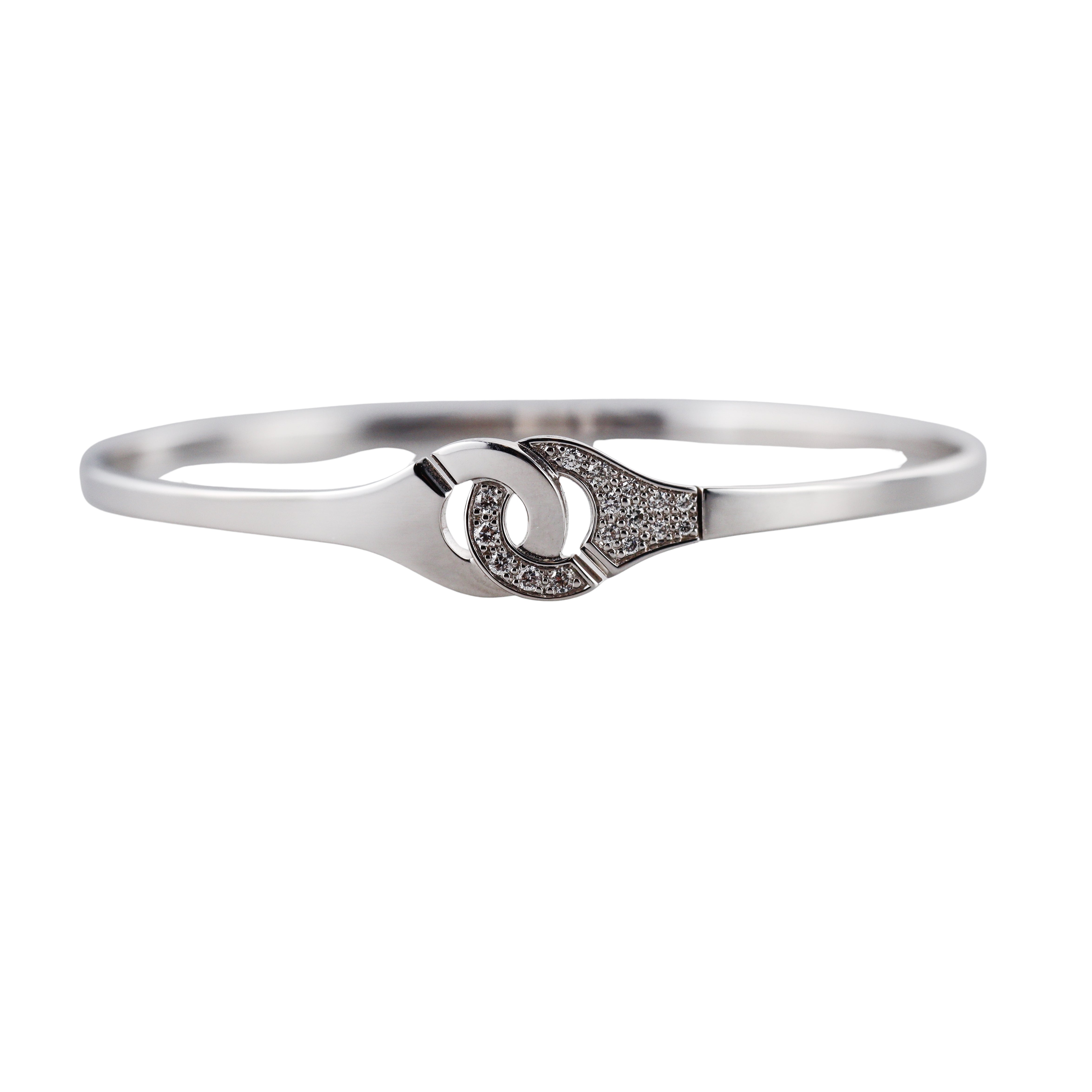 Dinh Van Menottes R10 White Gold Diamond Bangle Bracelet