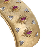 Mario Buccellati Classic Cuff Diamond Ruby Gold Bracelet