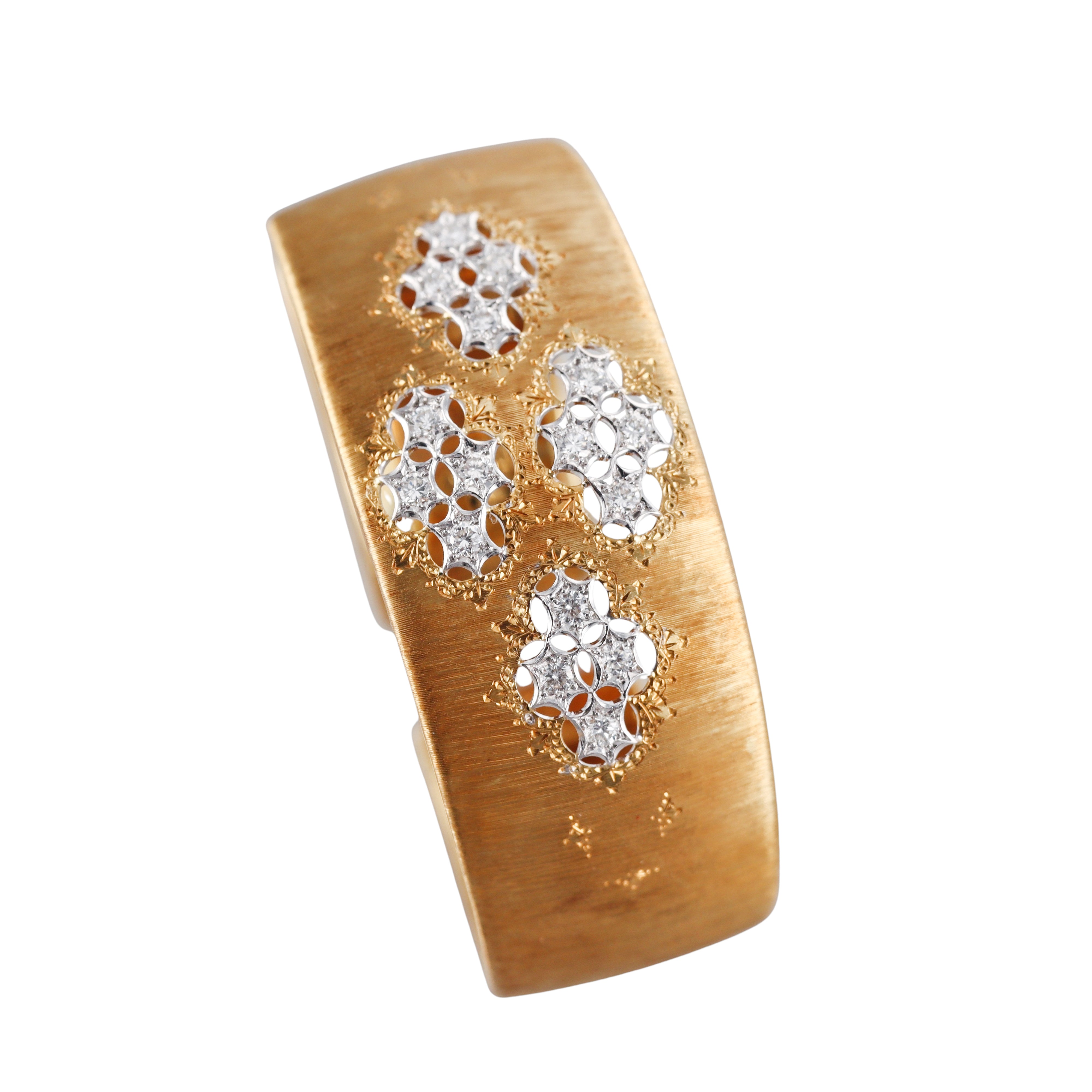 Mario Buccellati Classic Cuff Diamond Gold Bracelet