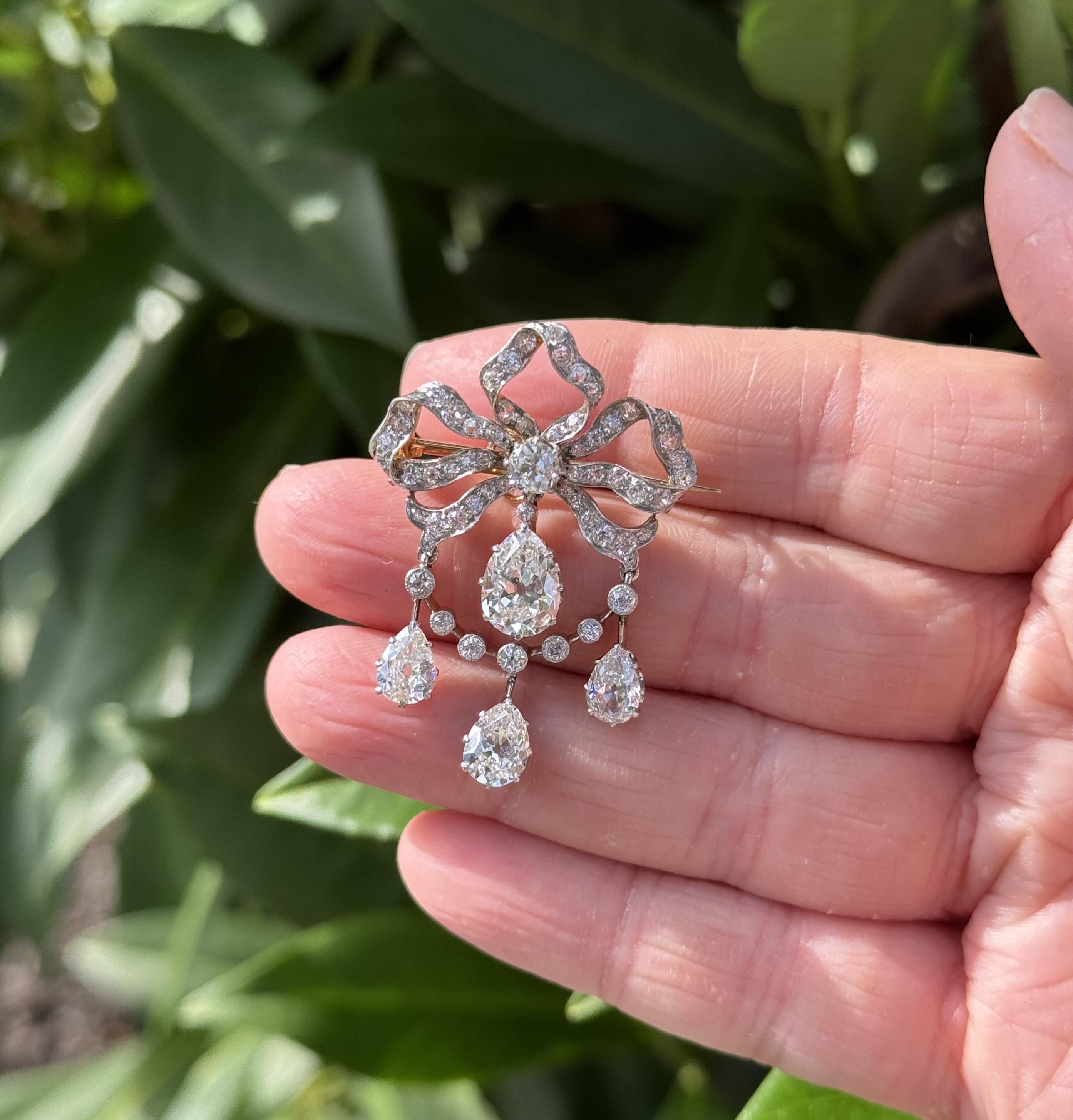 Antique Diamond Gold Platinum Brooch Pendant