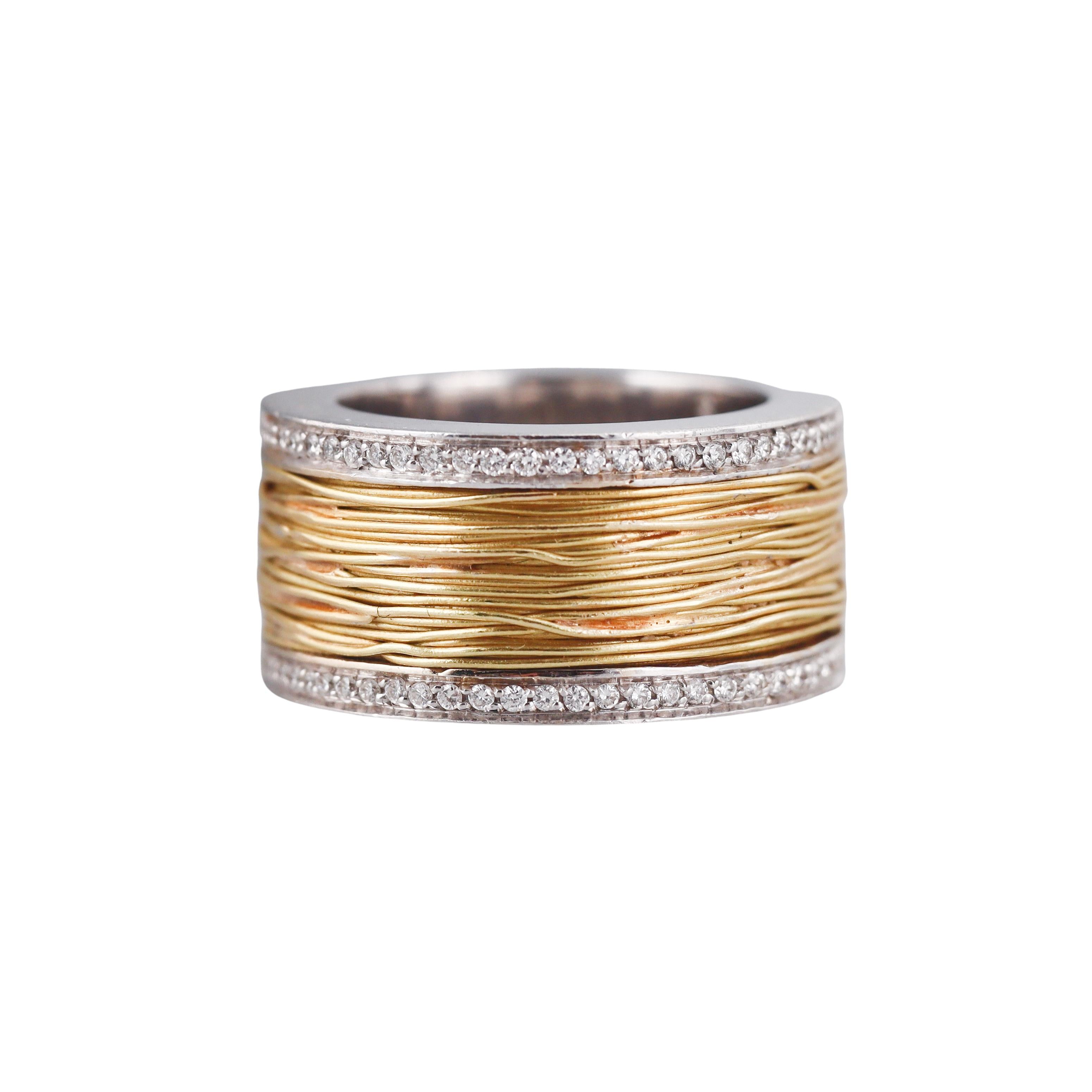 Pasquale Bruni Amor Est Vita Two Tone Gold Diamond Band Ring
