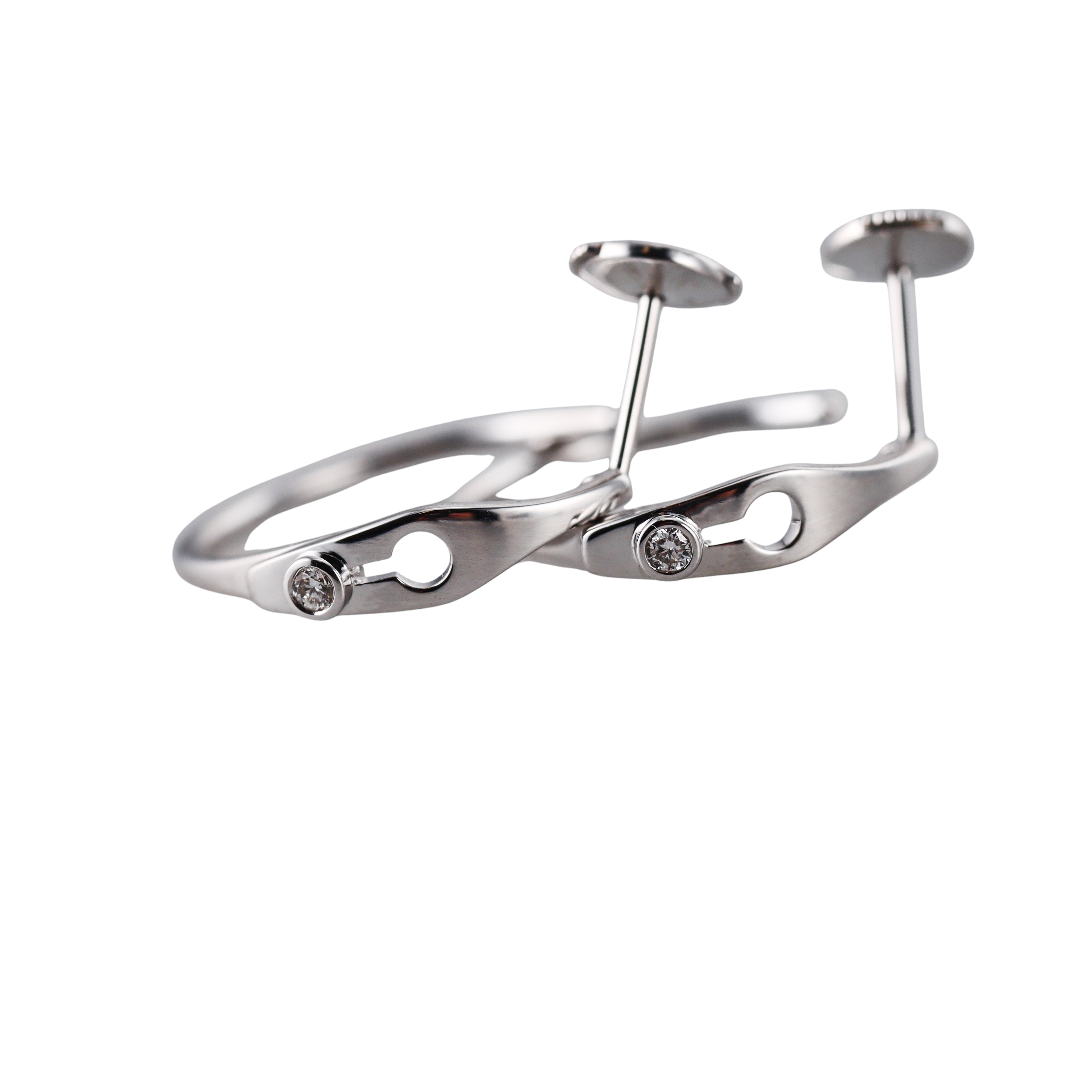 Dinh Van Serrure White Gold Diamond Hoop Earrings