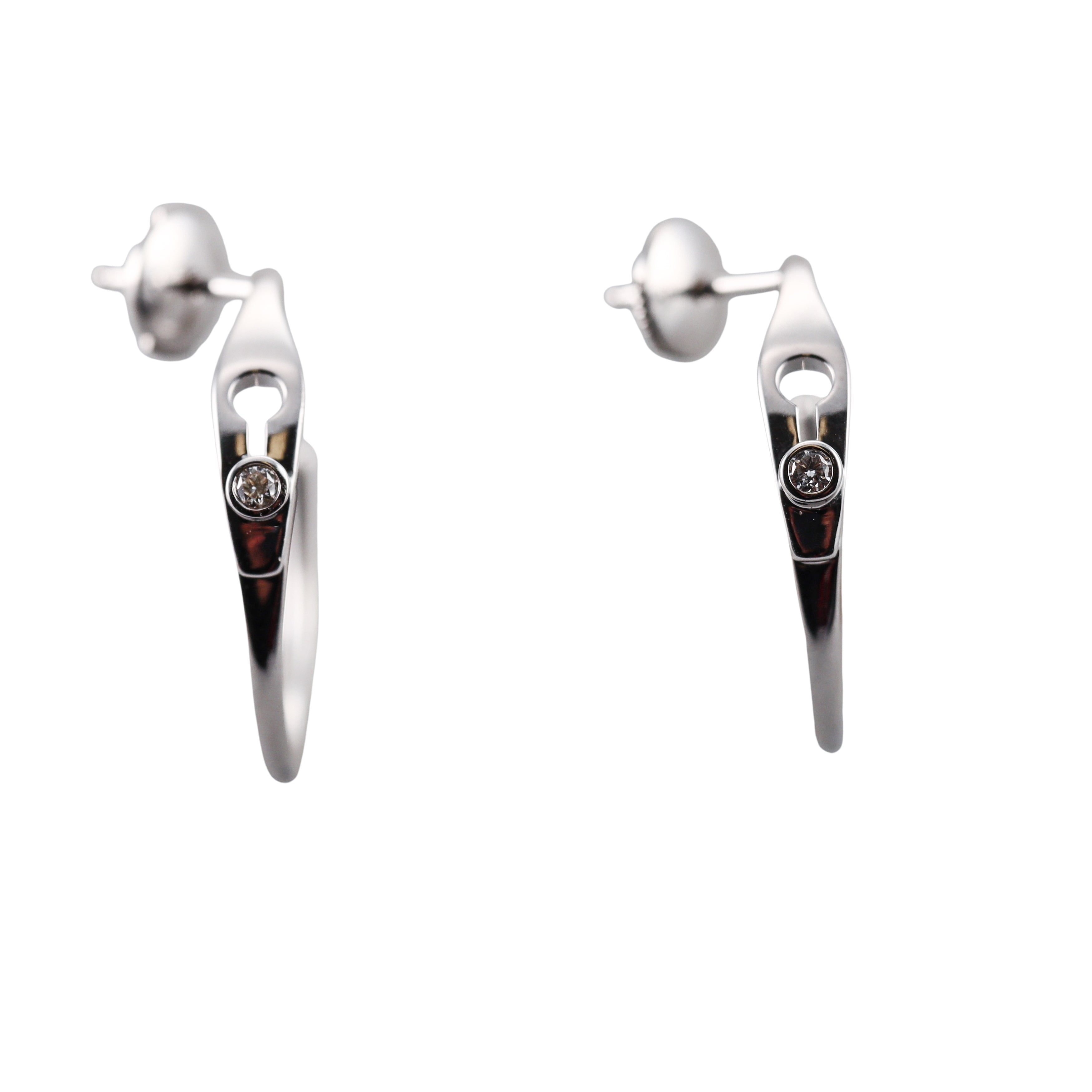 Dinh Van Serrure White Gold Diamond Hoop Earrings