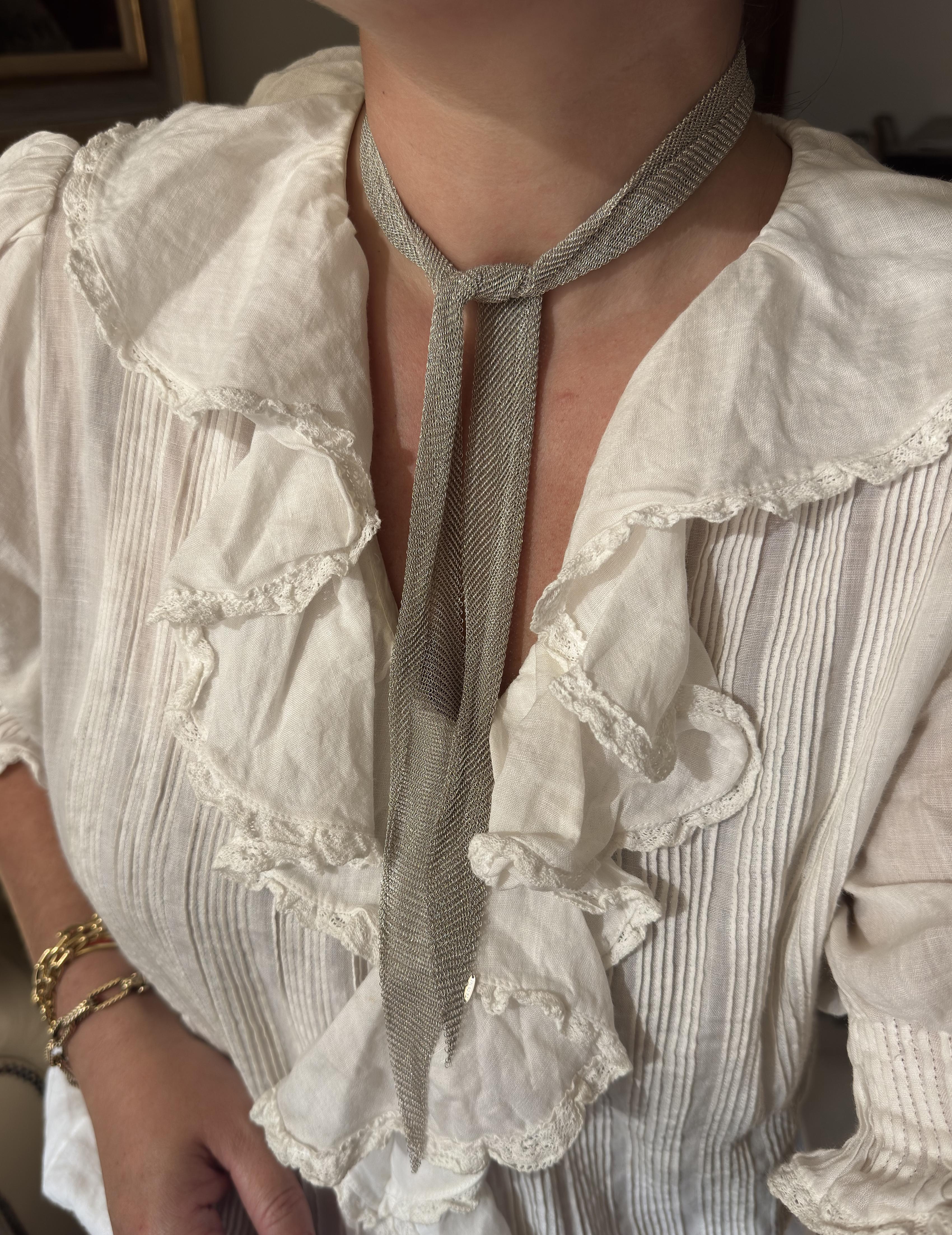 Tiffany & Co Elsa Peretti Silver Mesh Scarf Necklace