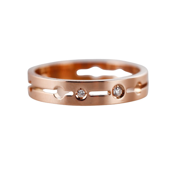 Dinh Van Pulse Rose Gold Diamond Band Ring Small Model