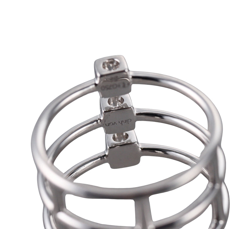 Dinh Van Le Cube Diamond White Gold 3 Stone Band Ring