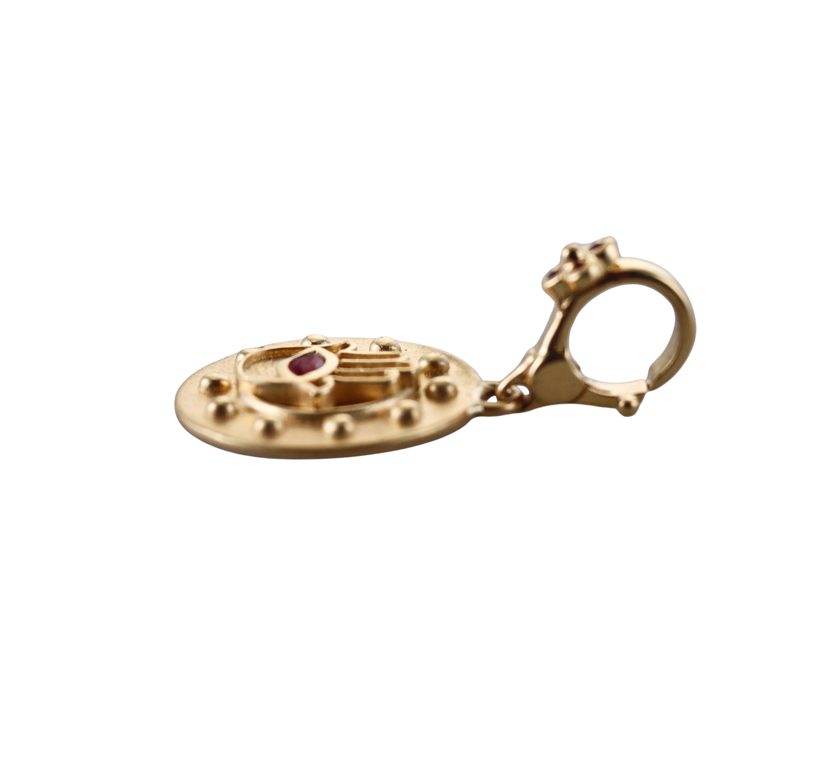 Orly Marcel Gold Ruby Hamsa Hand of God Pendant