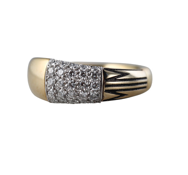 Mimi Milano Tam Tam Diamond Enamel Yellow Gold Ring