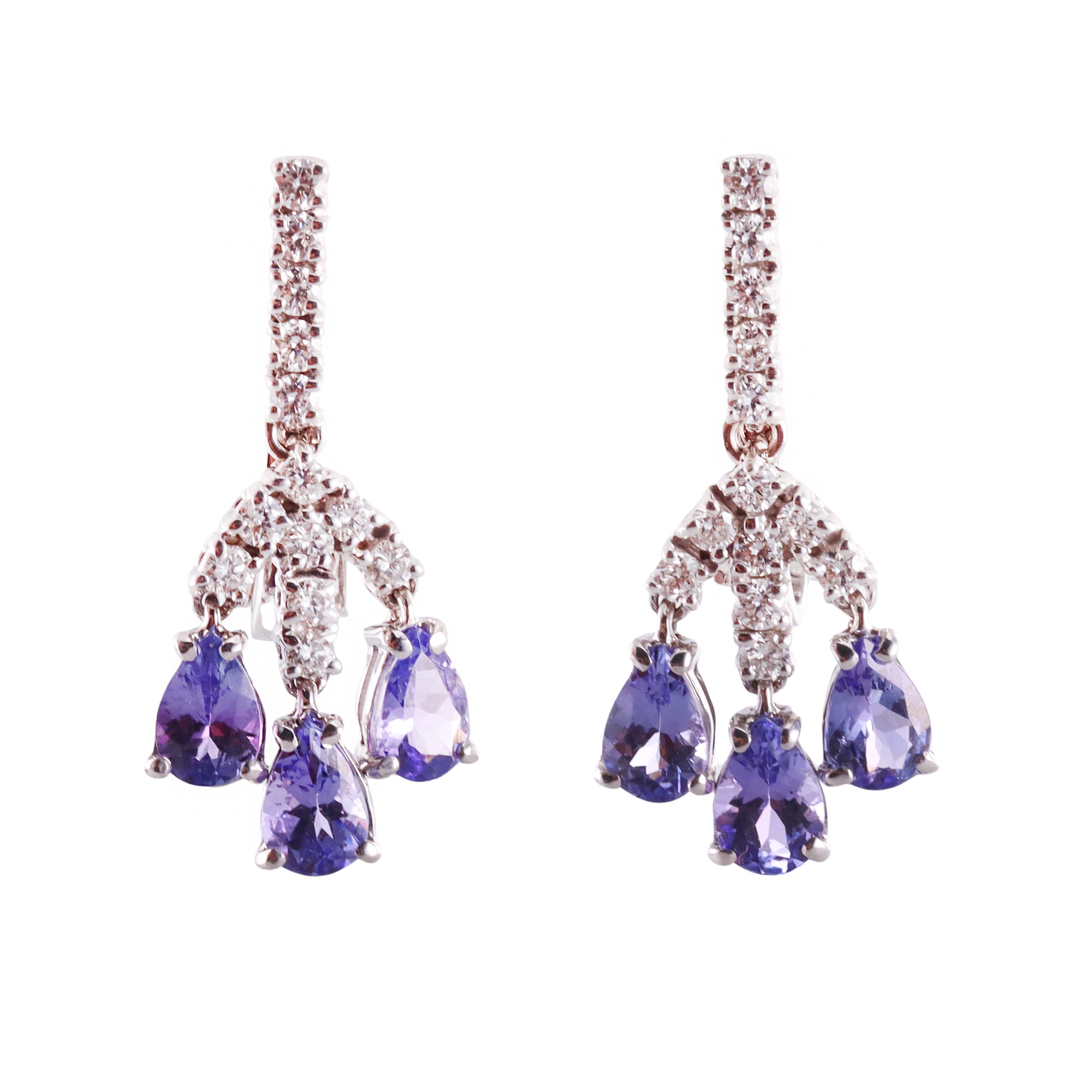 Gianni Lazzaro Diamond Tanzanite Gold Drop Earrings