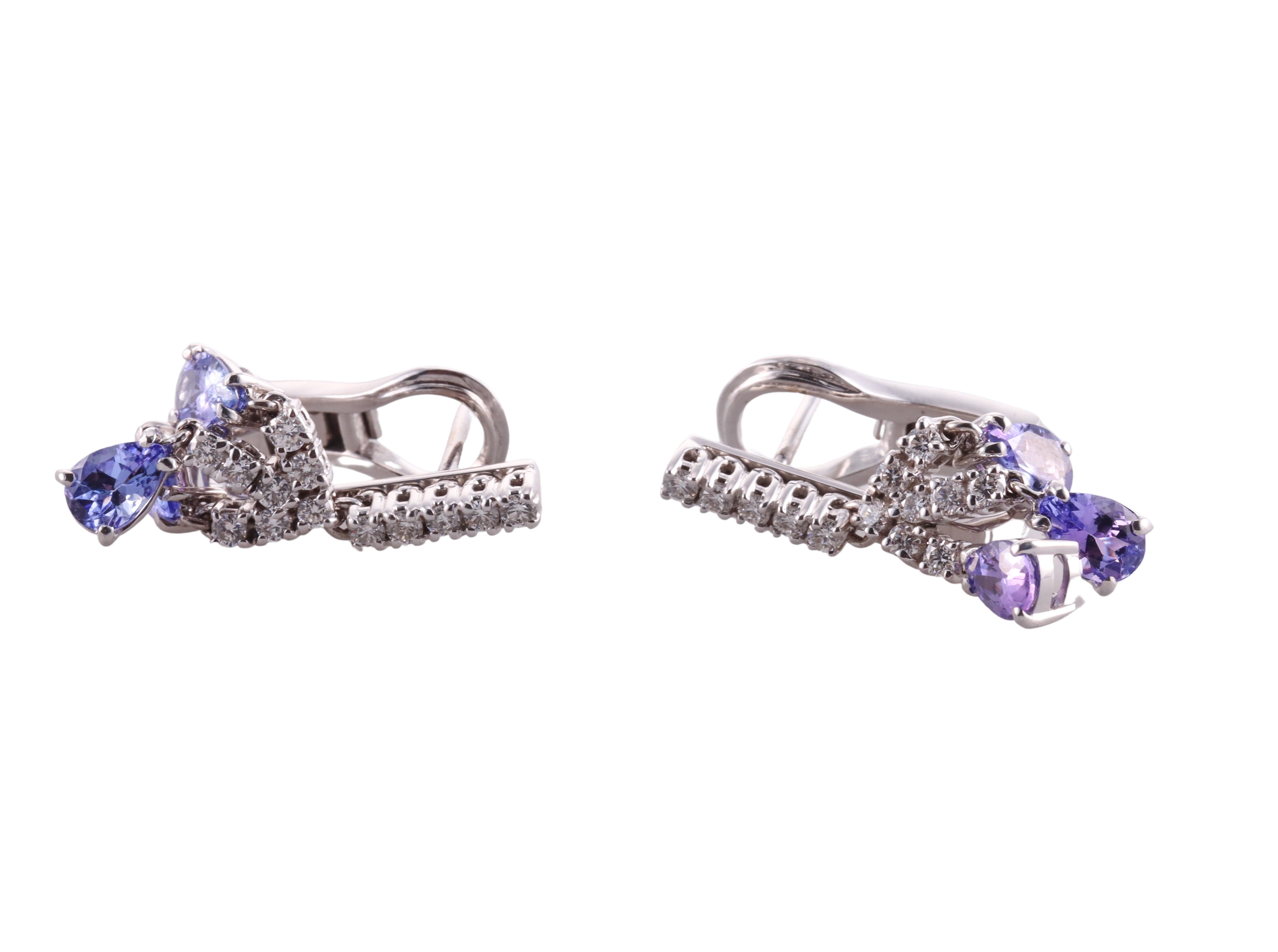 Gianni Lazzaro Diamond Tanzanite Gold Drop Earrings