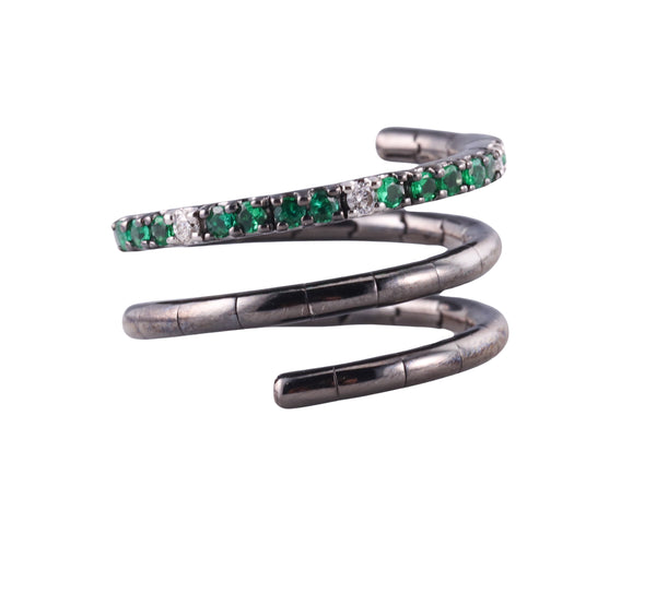 Zydo Diamond Emerald Gold Coil Wrap Ring