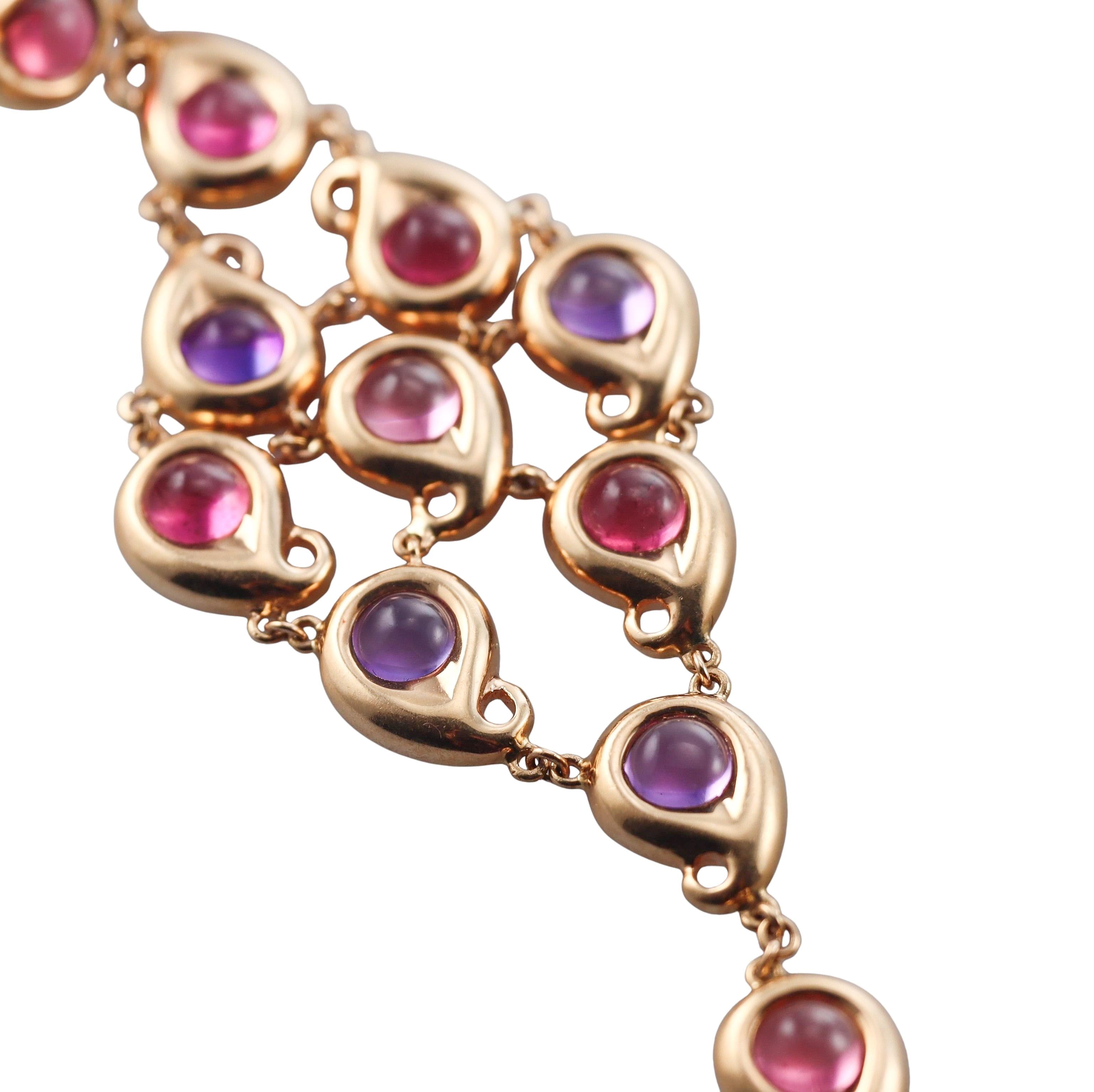 Tamara Comolli Pink Tourmaline Amethyst Gold Chandelier Earrings