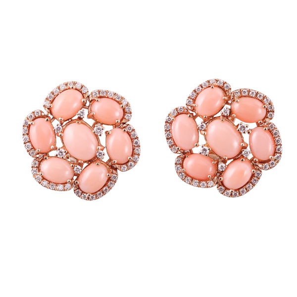 Zydo Diamond Coral Gold Cocktail Earrings