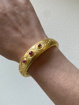 Lalaounis Greece Ruby Gold Cuff Bracelet