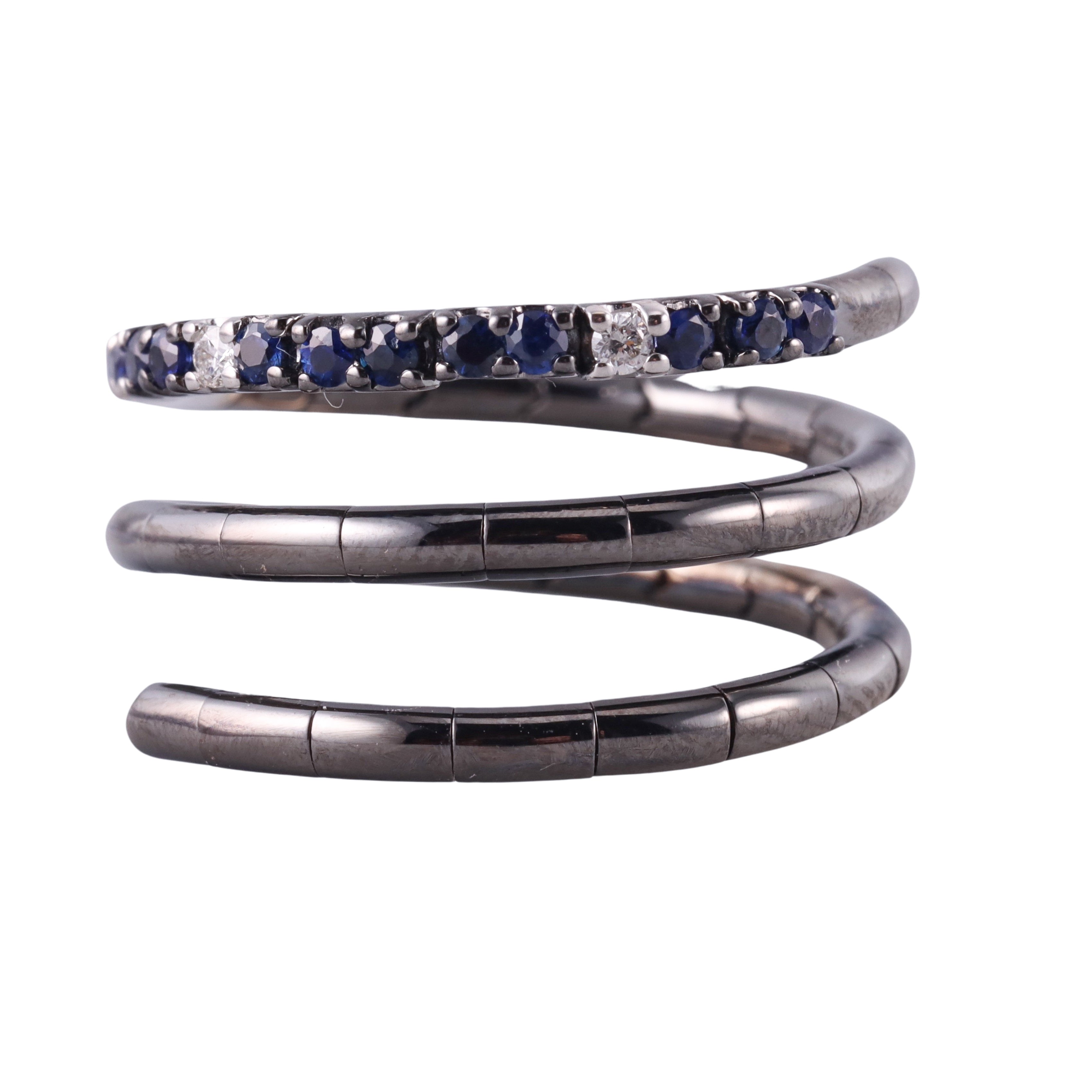 Zydo Diamond Sapphire Gold Coil Wrap Ring