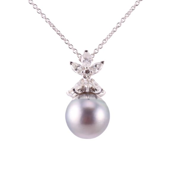 Zydo Diamond Pearl Gold Pendant Necklace