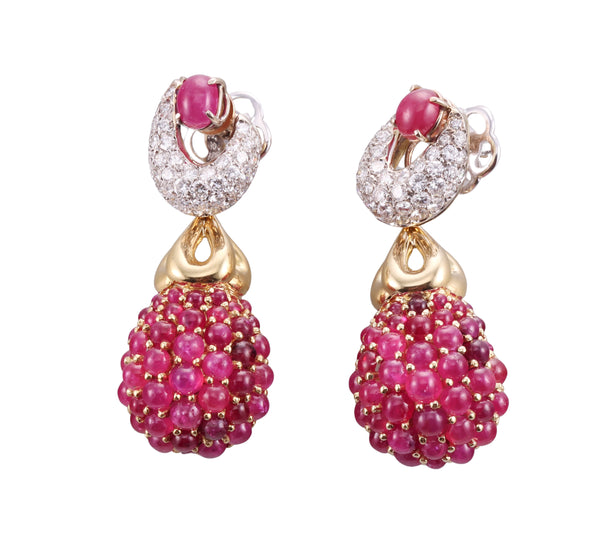 Zydo Diamond Ruby Gold Night & Day Earrings