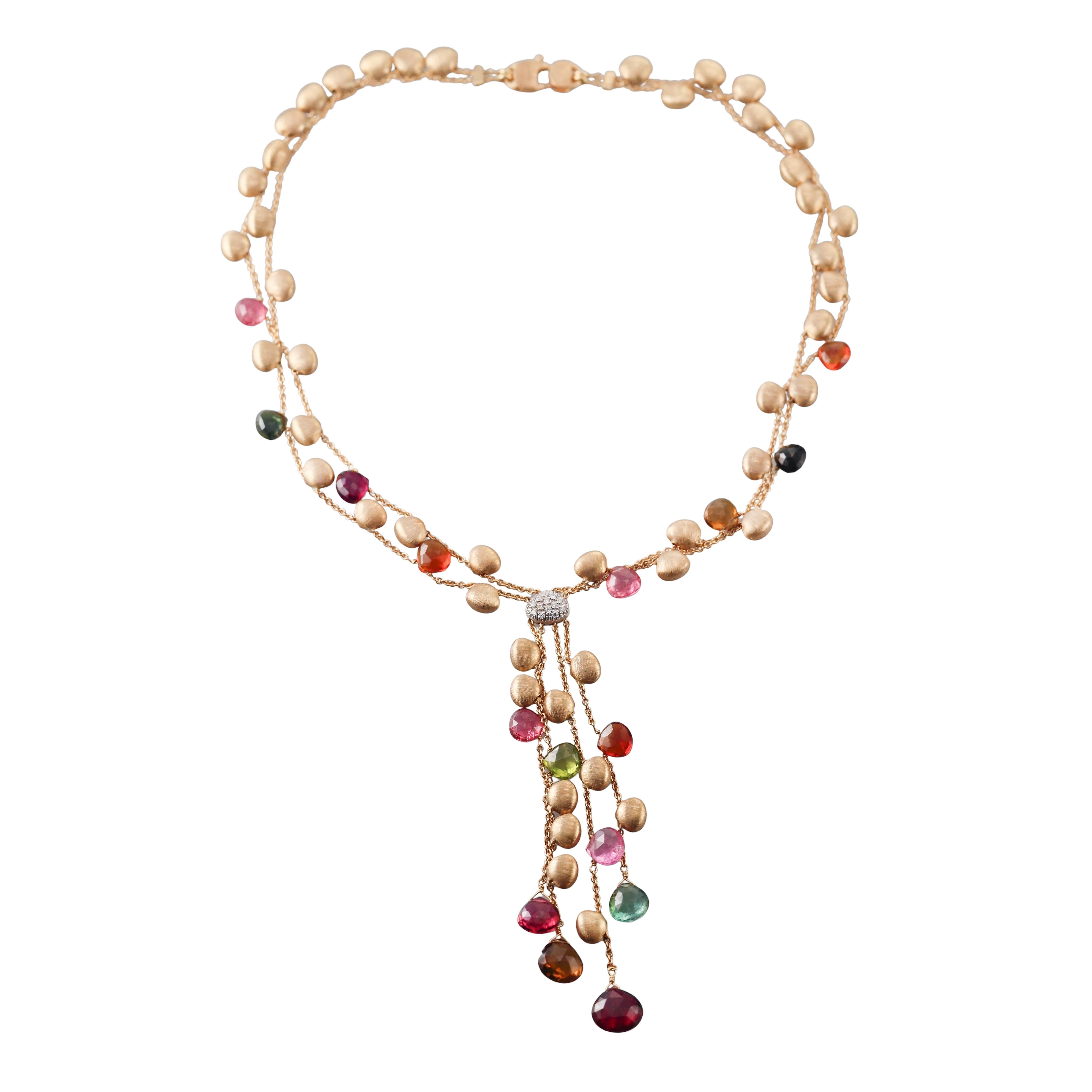 Marco Bicego Paradise Gemstone Diamond Gold Pendant Necklace