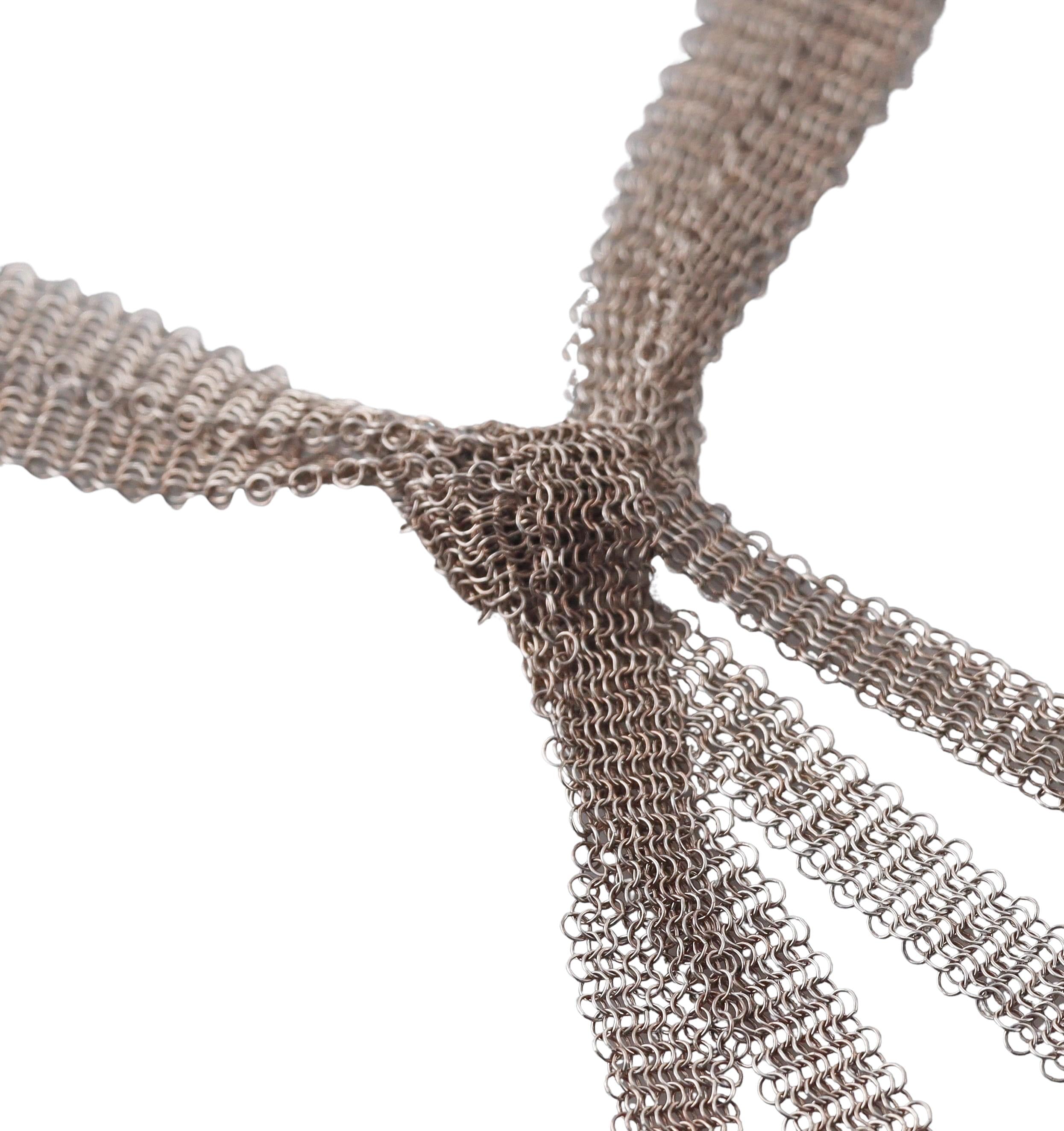 Tiffany & Co Elsa Peretti Silver Pearl Mesh Necklace