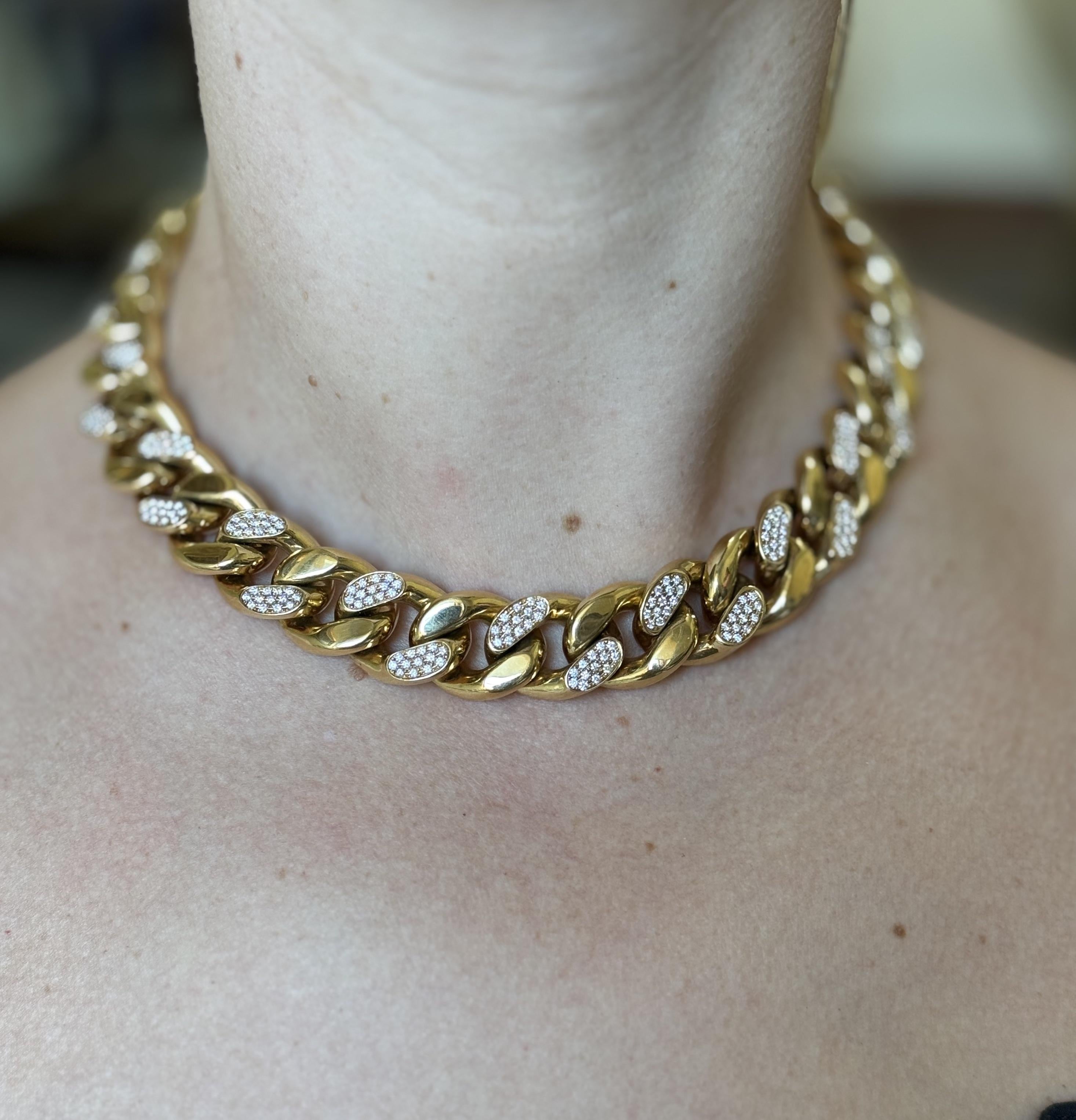 Bottega Veneta Gold Diamond Curb Link Chain Necklace