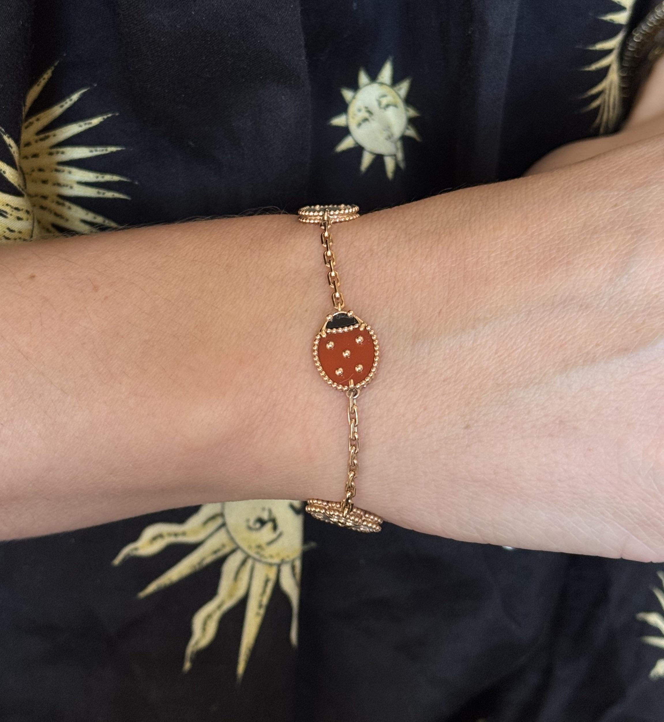 Van Cleef & Arpels Lucky Spring Rose Gold MOP Carnelian Bracelet