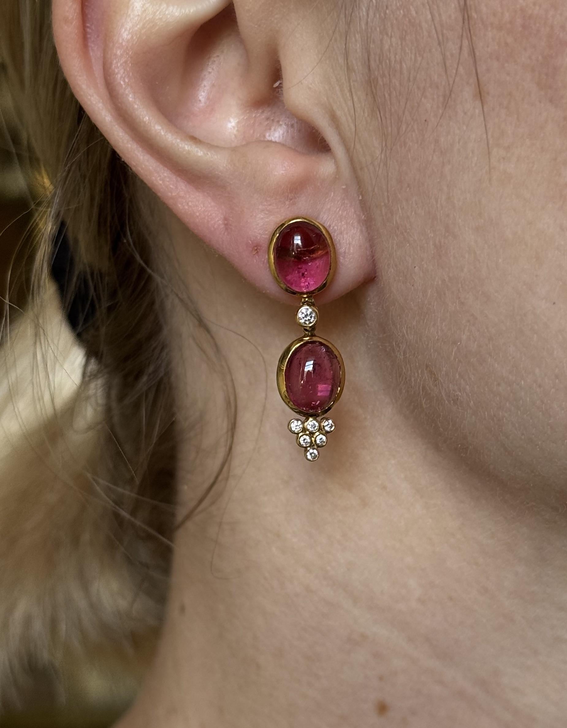Temple St. Clair Pink Tourmaline Diamond Gold Earrings