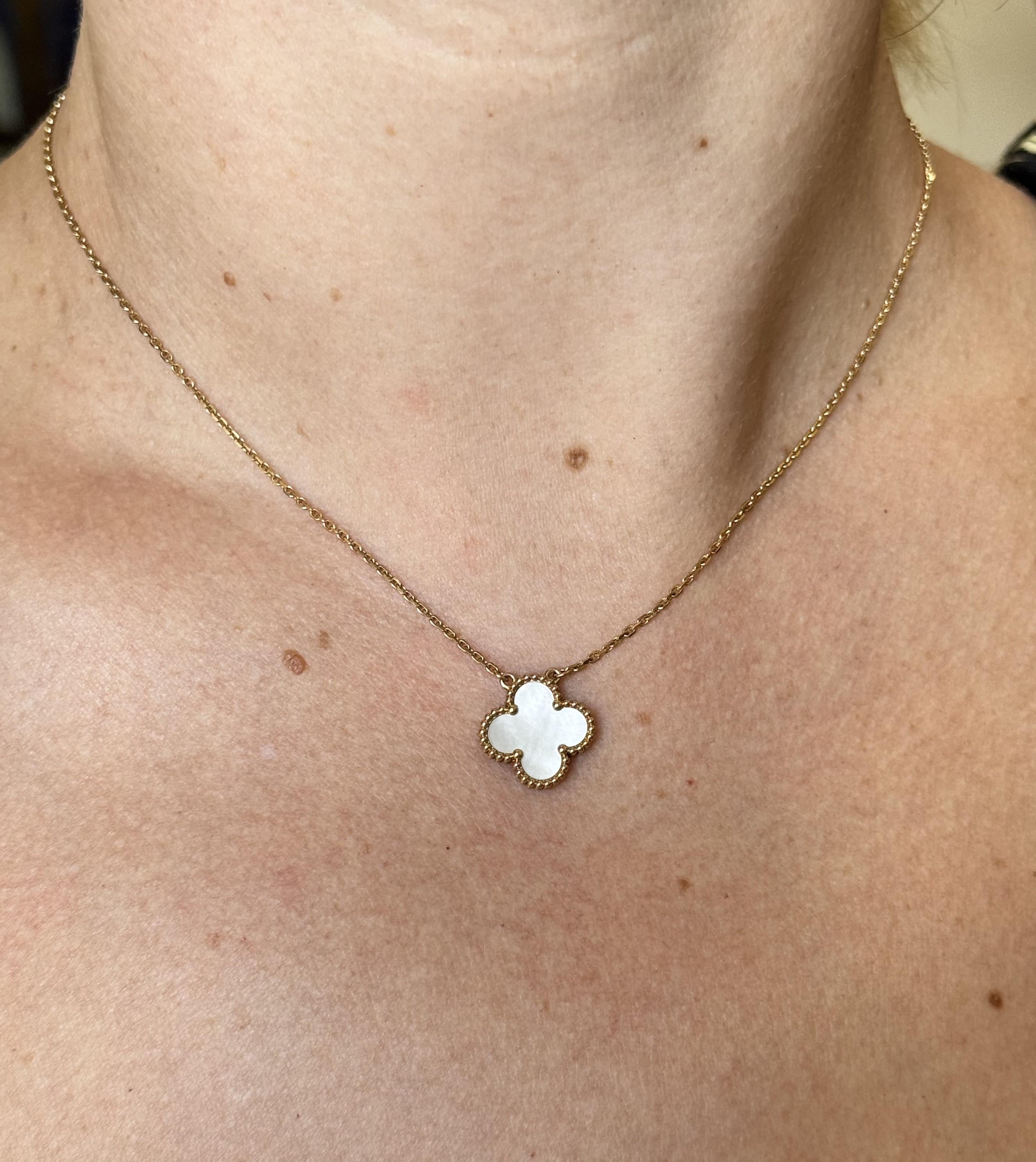 Van Cleef & Arpels Vintage Alhambra Mother of Pearl Gold Pendant Necklace