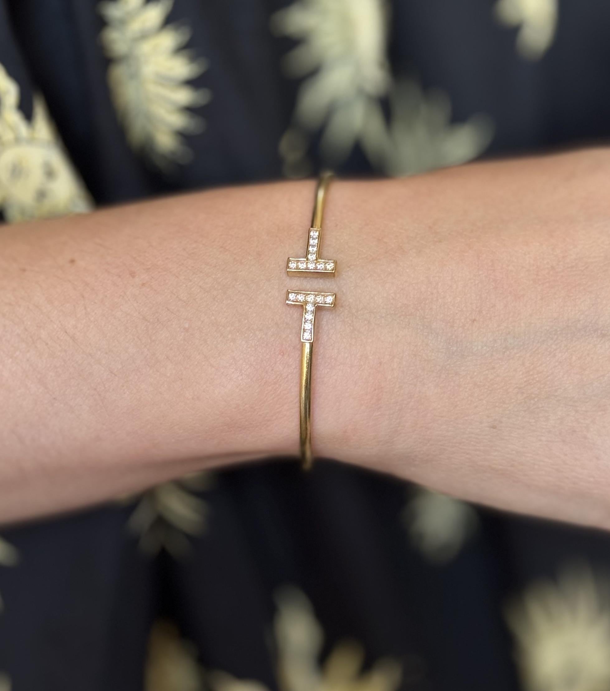 Tiffany & Co Diamond Yellow Gold T Wire Bracelet