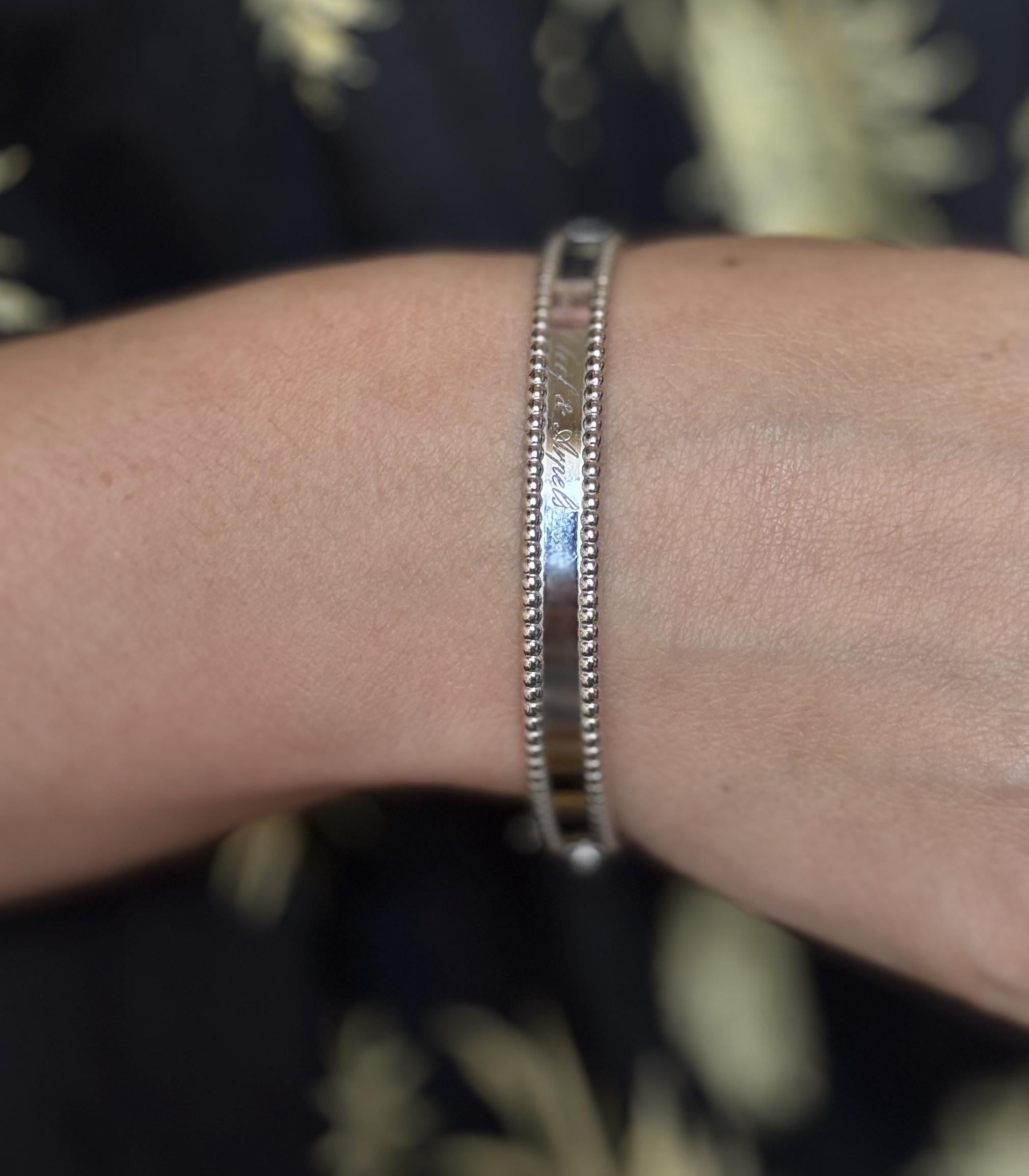 Van Cleef & Arpels Perlee White Gold Bangle Bracelet