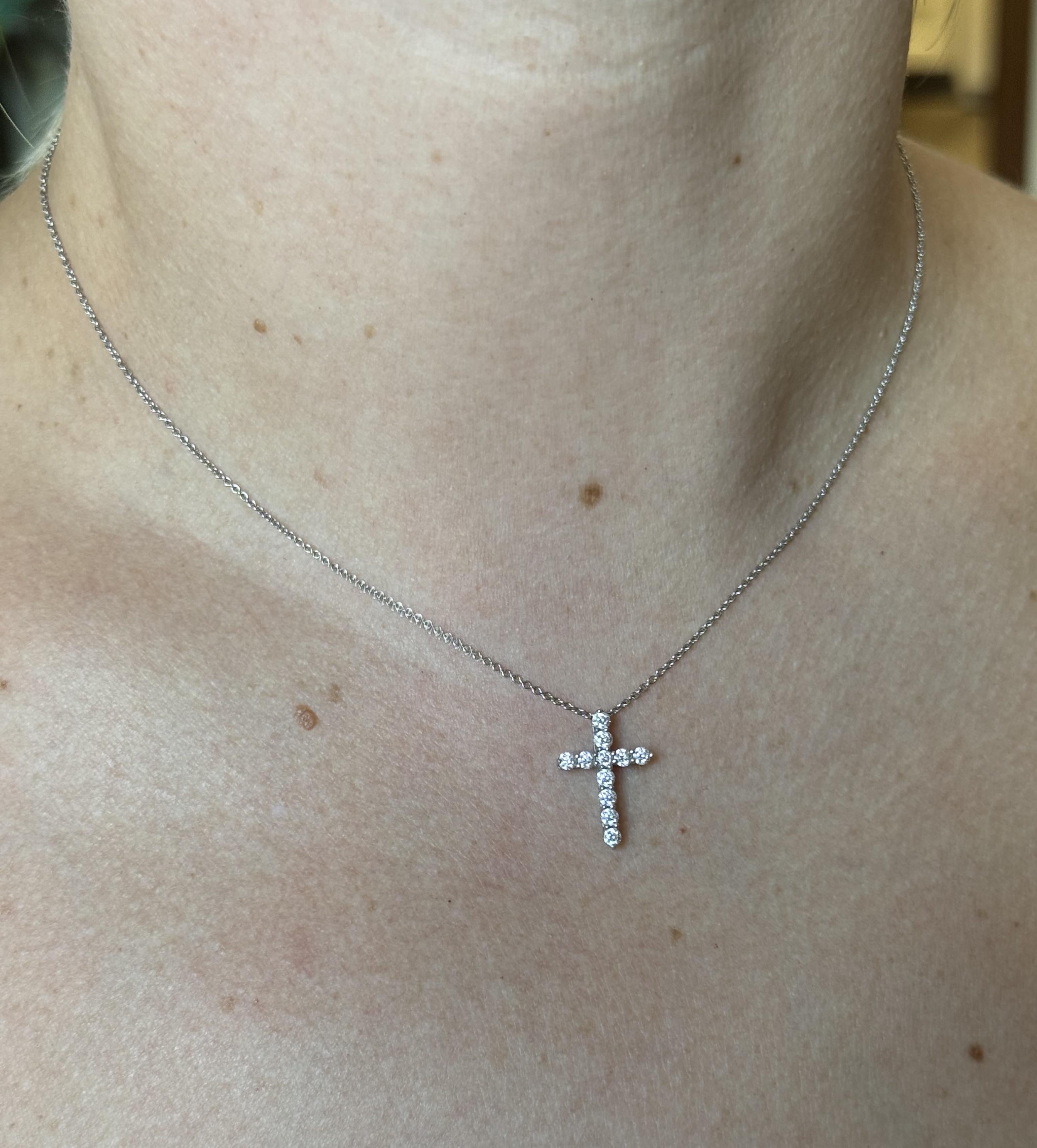 Tiffany & Co Diamond Platinum Cross Pendant Necklace