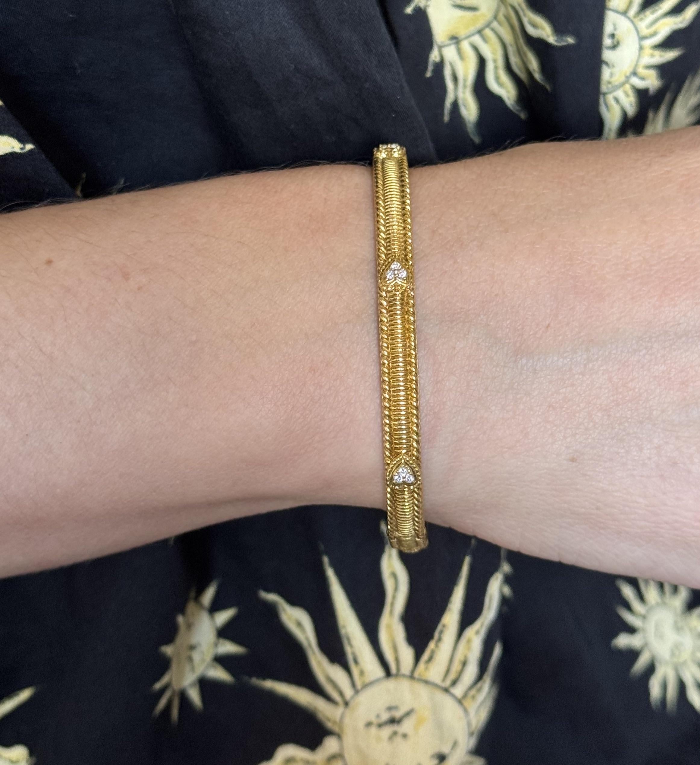 Judith Ripka Diamond Gold Bangle Bracelet