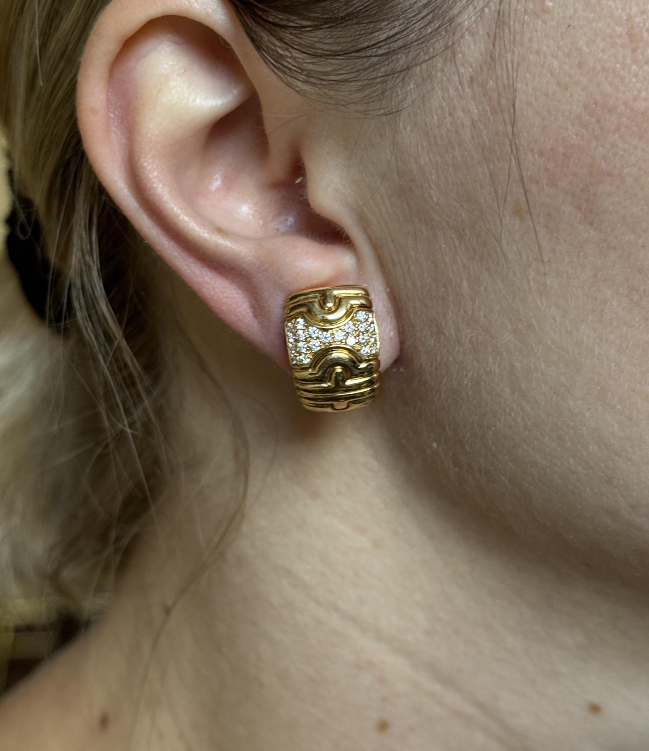 Bulgari Parentesi Diamond Gold Earrings