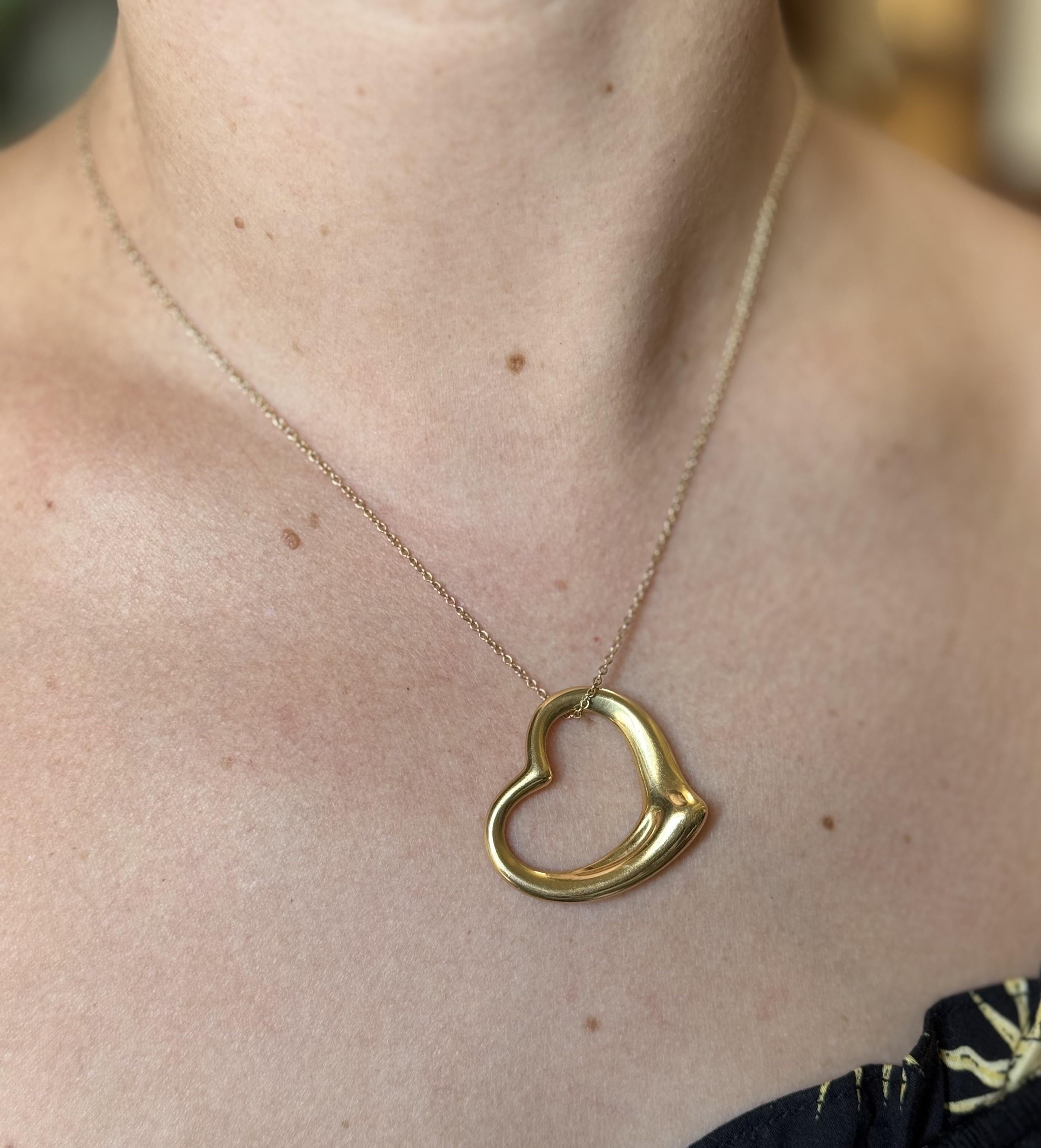 Tiffany & Co Elsa Peretti Open Heart Gold Pendant Necklace