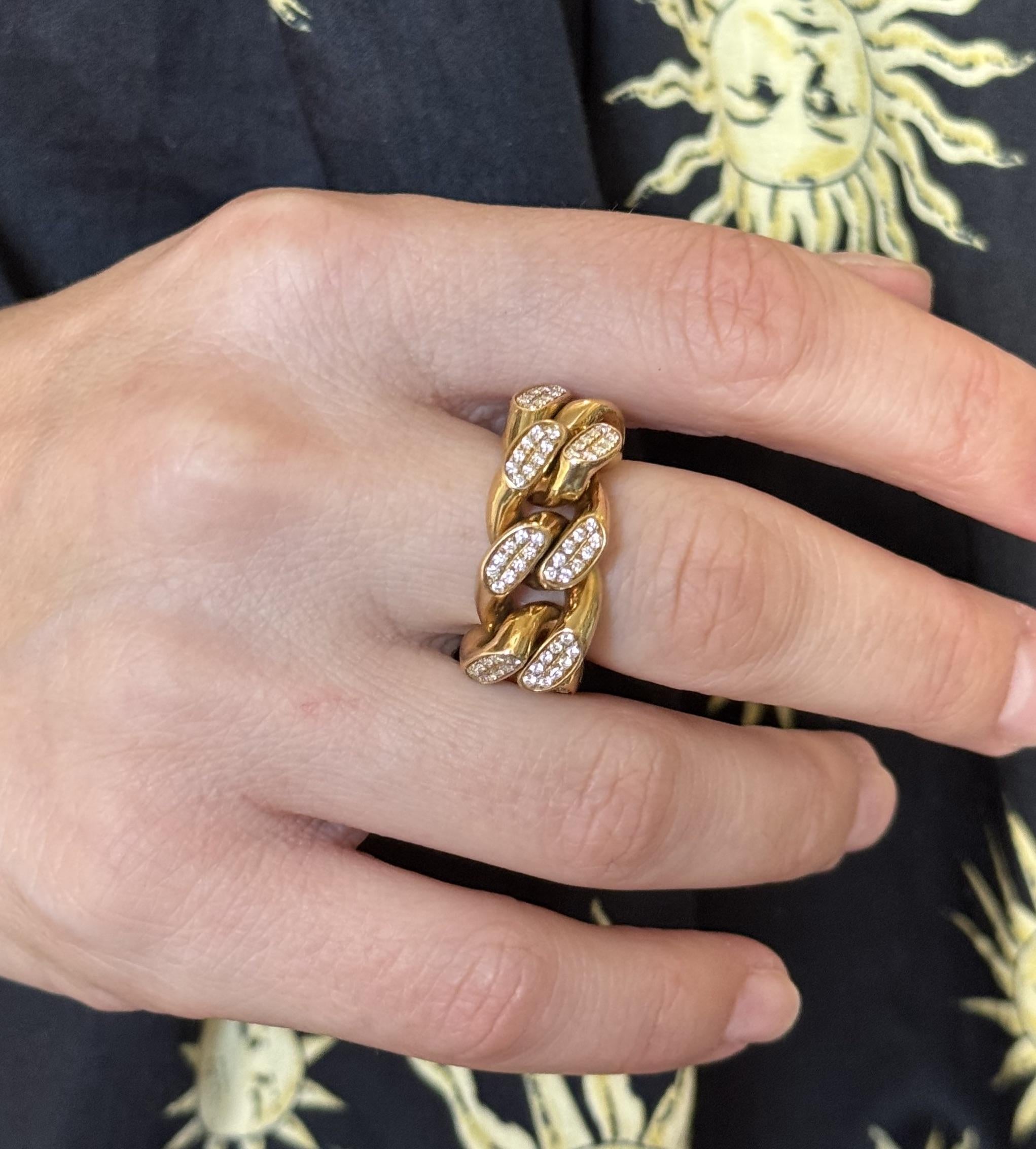 Bottega Veneta Diamond Gold Curb Link Chain Ring