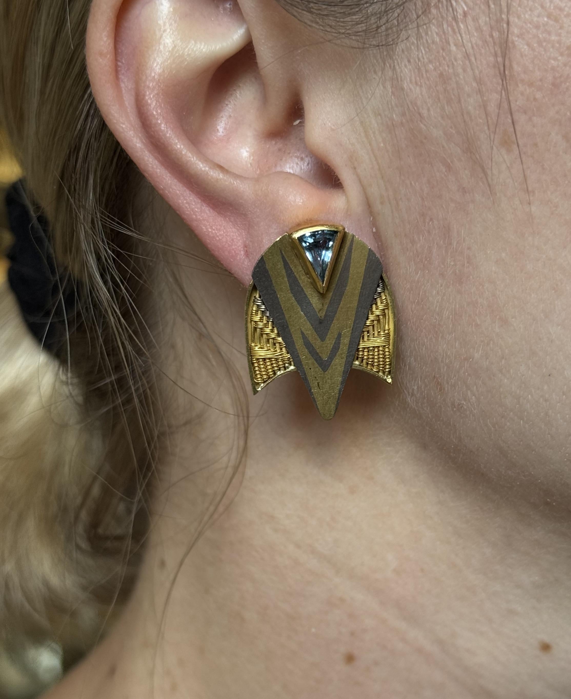 Vicki Eisenfeld Blue Topaz Gold Earrings