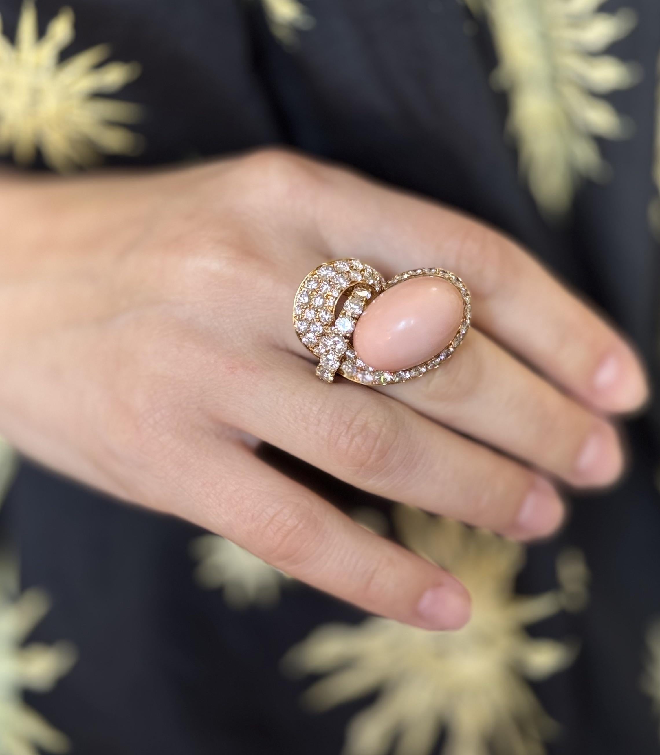 M. Gerard Coral Diamond Gold Cocktail Ring