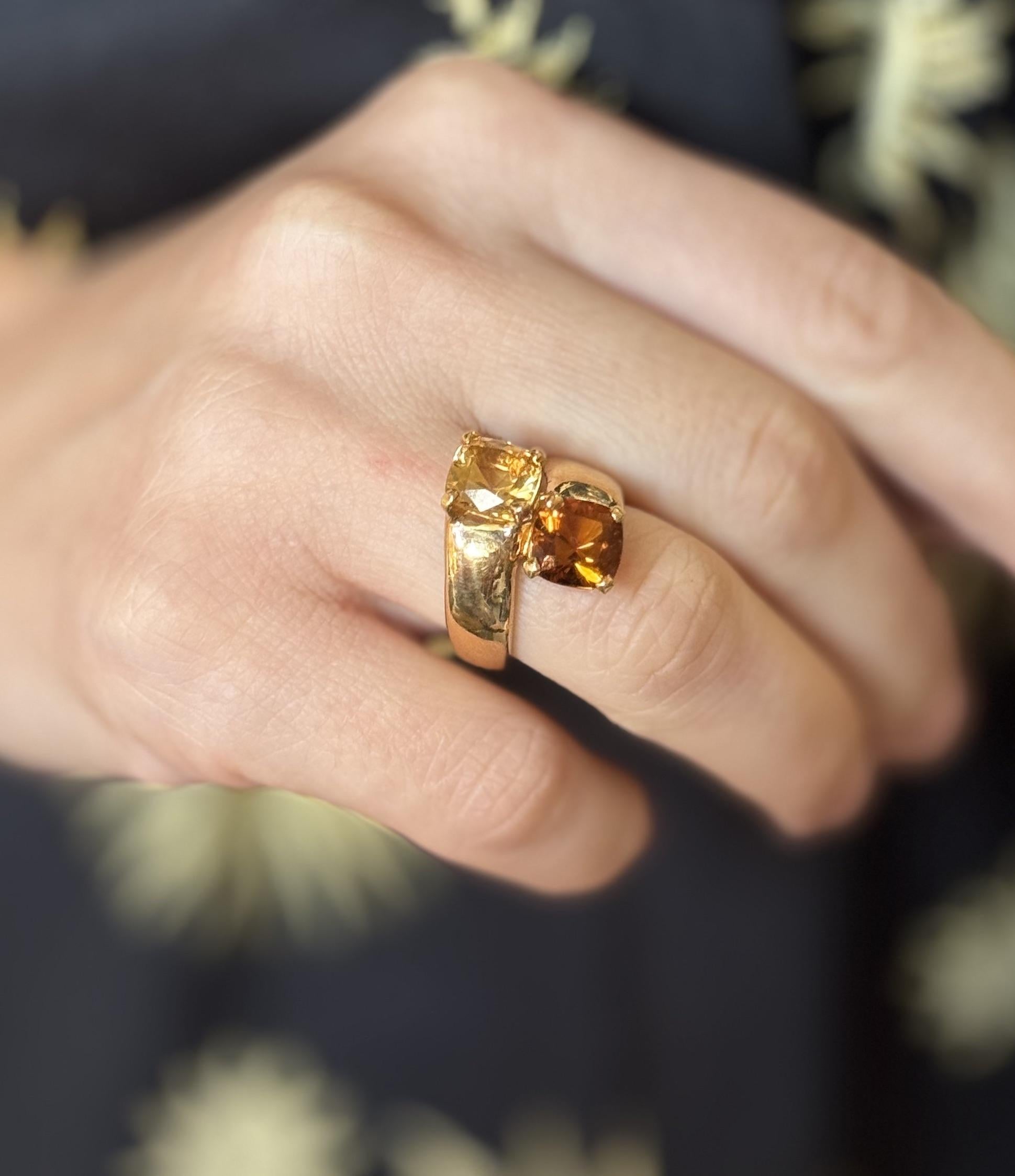 Hermes Vintage Citrine Gold Bypass Ring