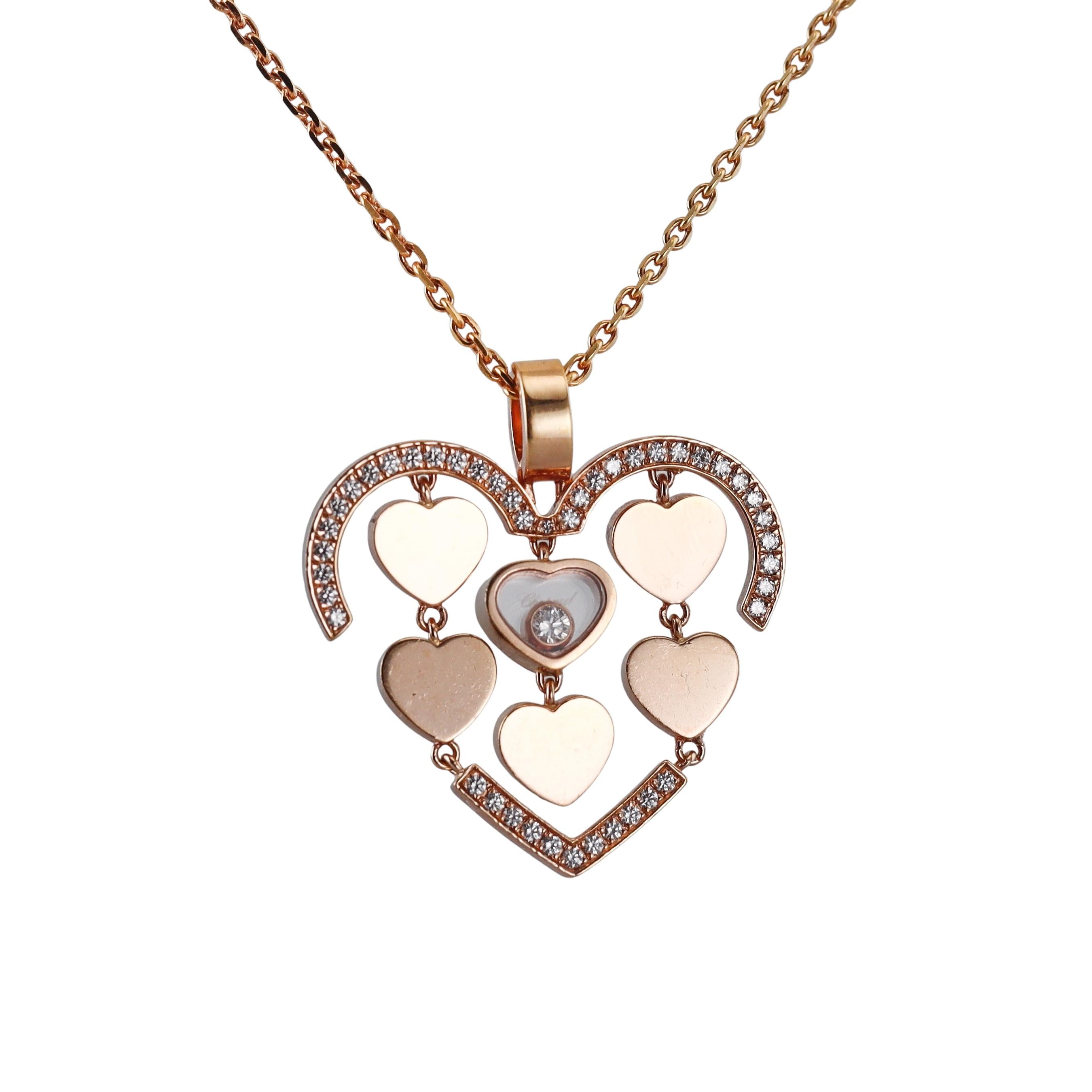 Chopard Happy Diamond Amore Diamond Rose Gold Heart Pendant Necklace 797219-5002