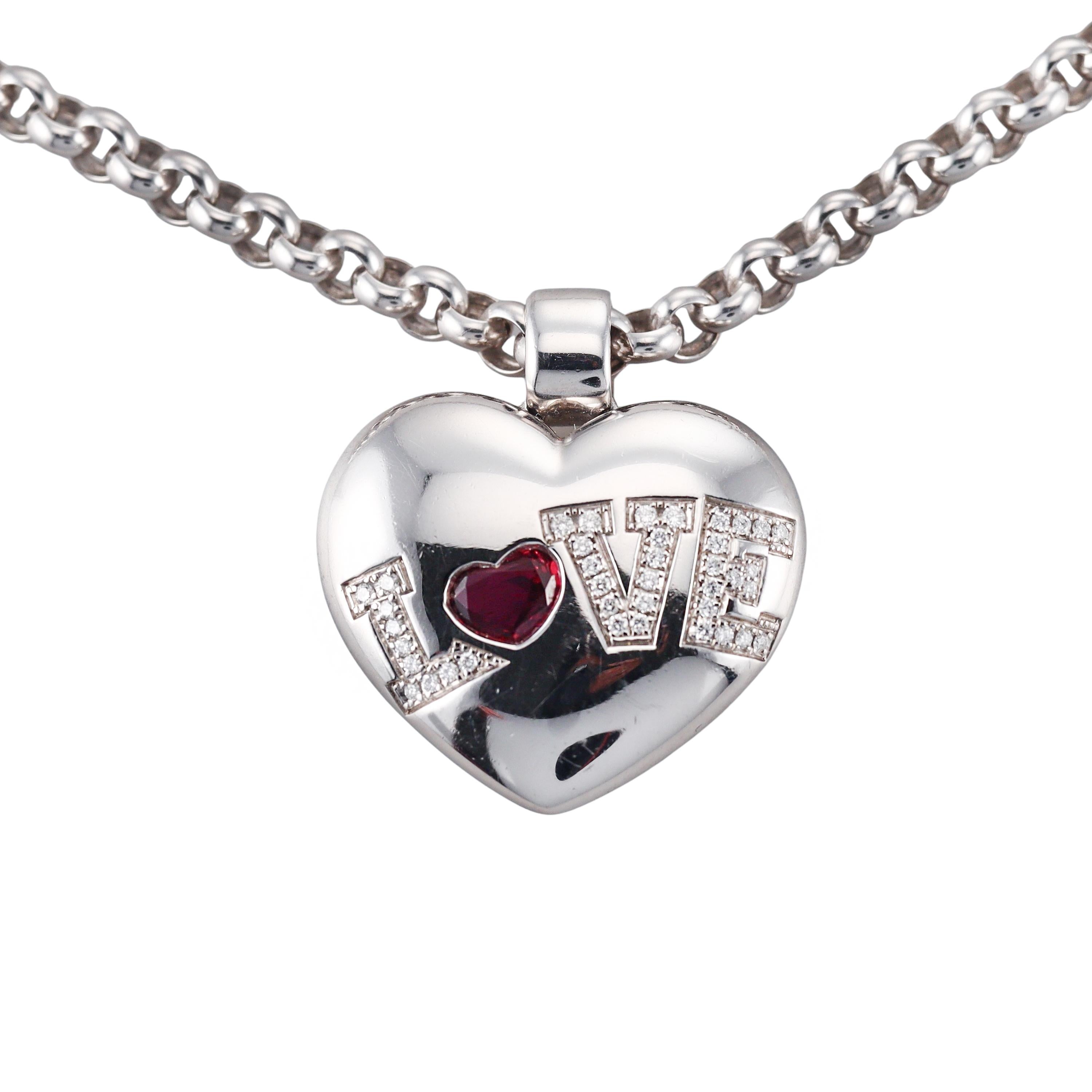 Chopard Love Ruby Heart Diamond Gold Pendant Necklace 79/2900/1