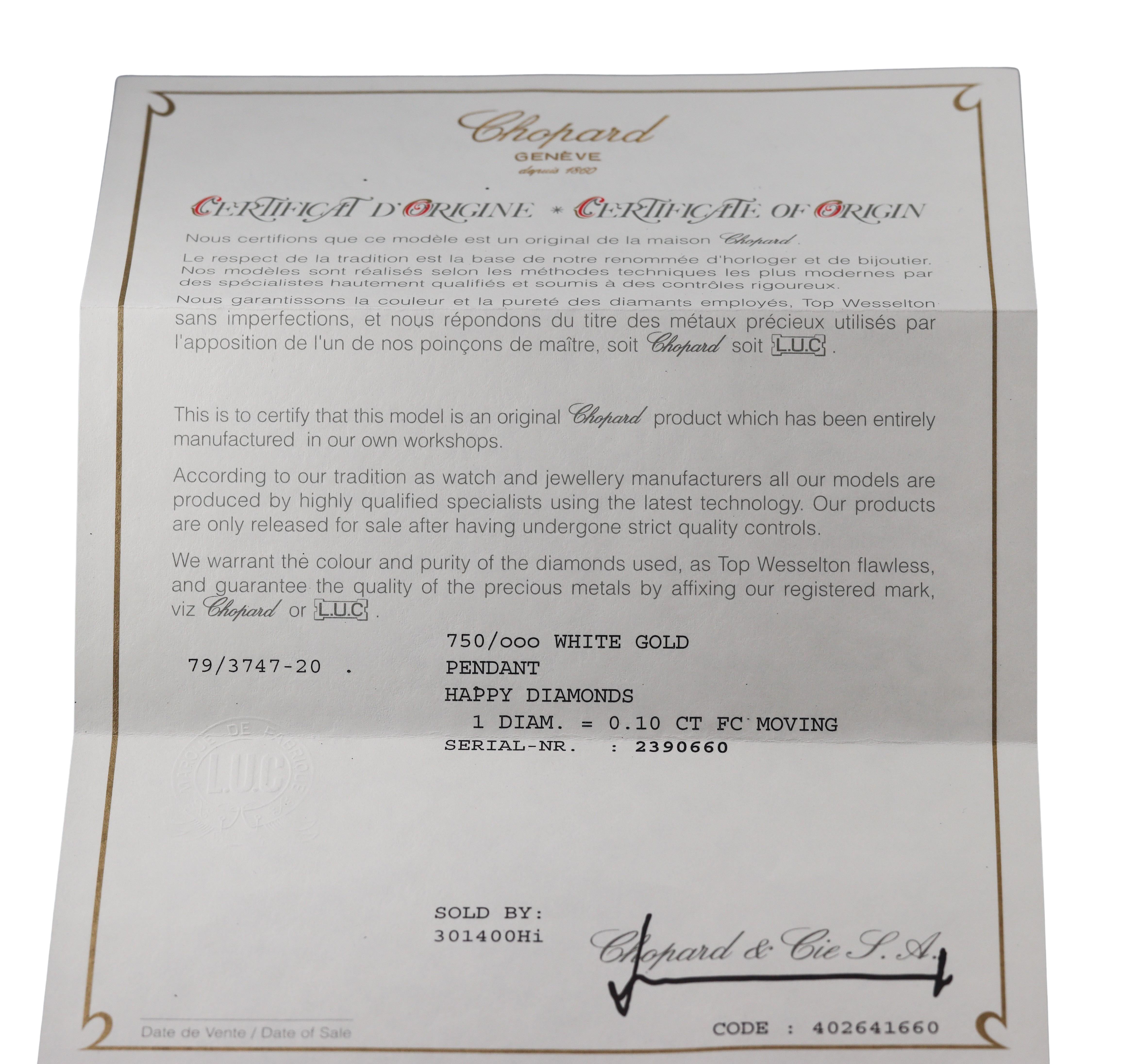 Chopard Happy Diamonds Gold Pendant Necklace 79/3747-20