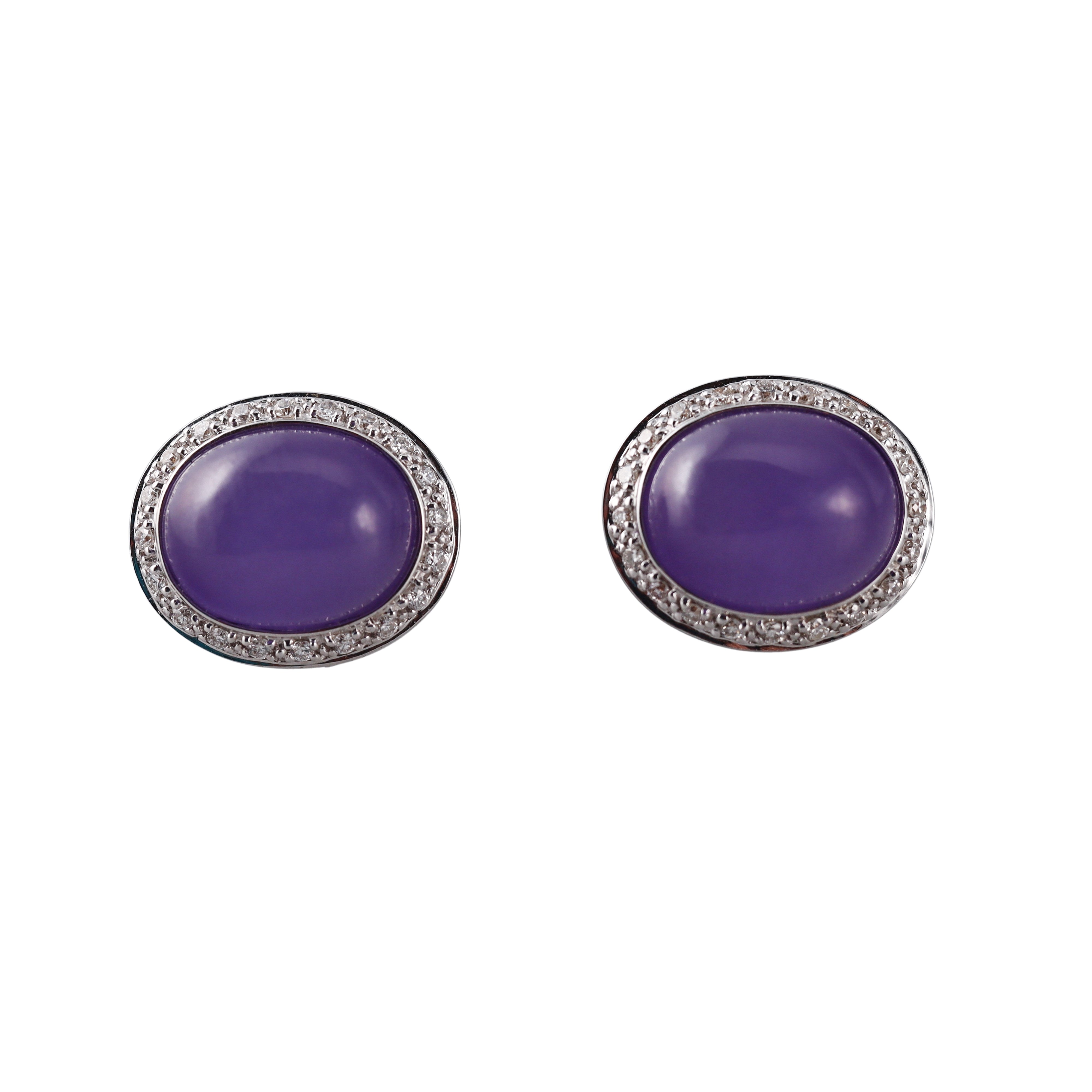 Mimi Milano Lavender Jade Diamond 18k Gold Leela Earrings