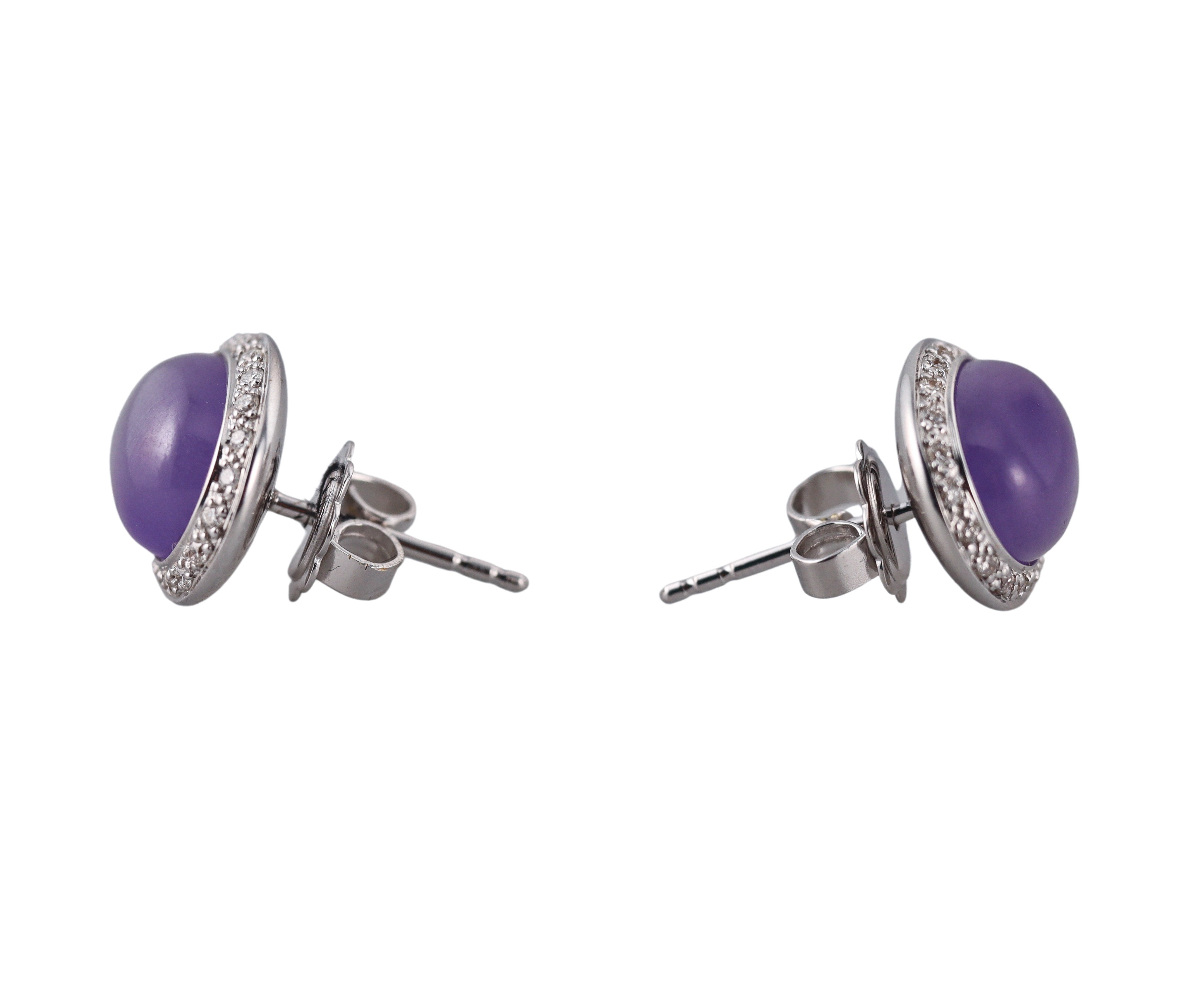 Mimi Milano Lavender Jade Diamond 18k Gold Leela Earrings
