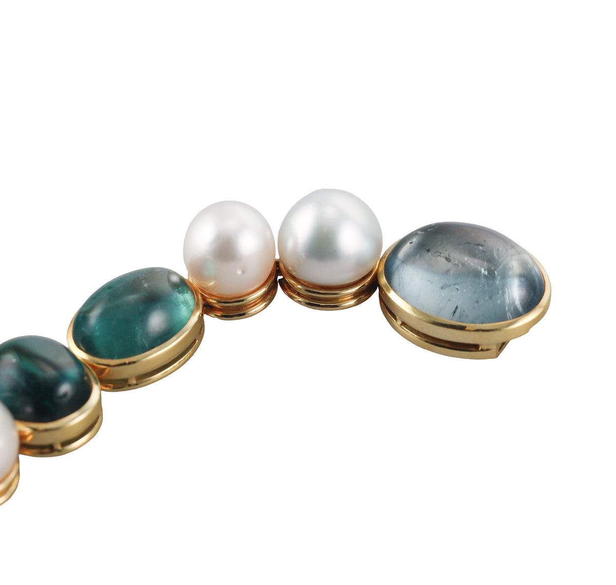 Leo de Vroomen Aquamarine Pearl Gold Necklace Earrings Bracelet Suite