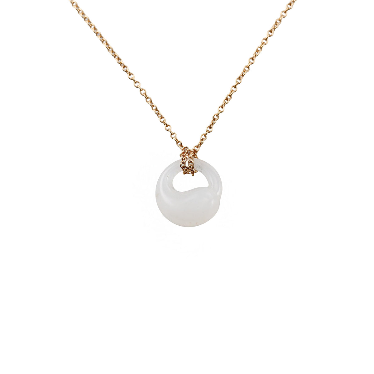Tiffany & Co Elsa Peretti Jade Eternal Circle Pendant Gold Necklace