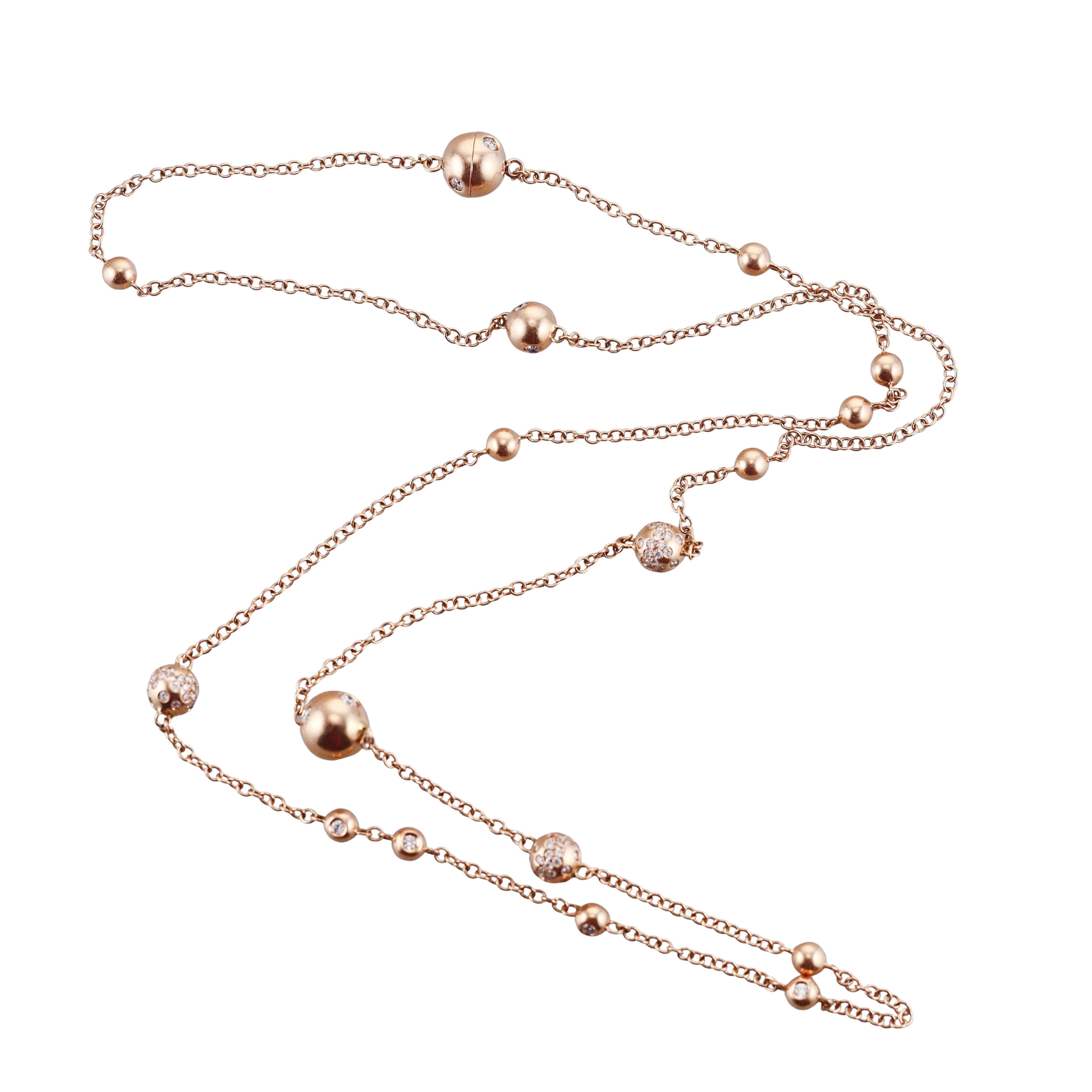 Bottega Veneta Sphere Diamond Gold Necklace